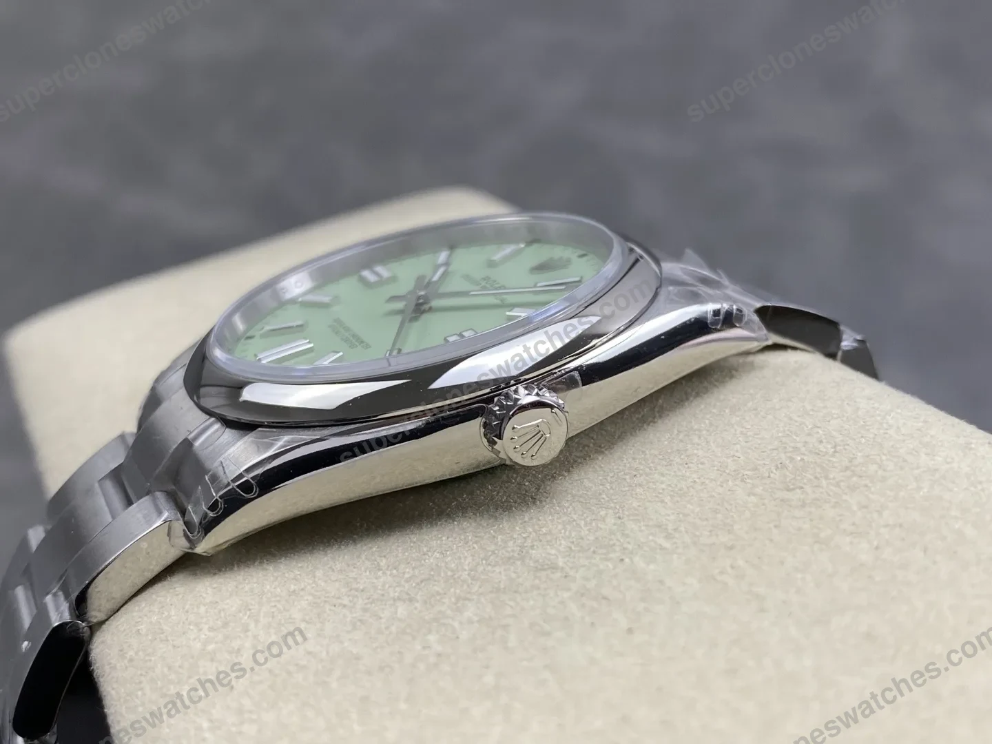 super-clone-rolex-oyster-perpetual-277200-pistachio-dial-view-7