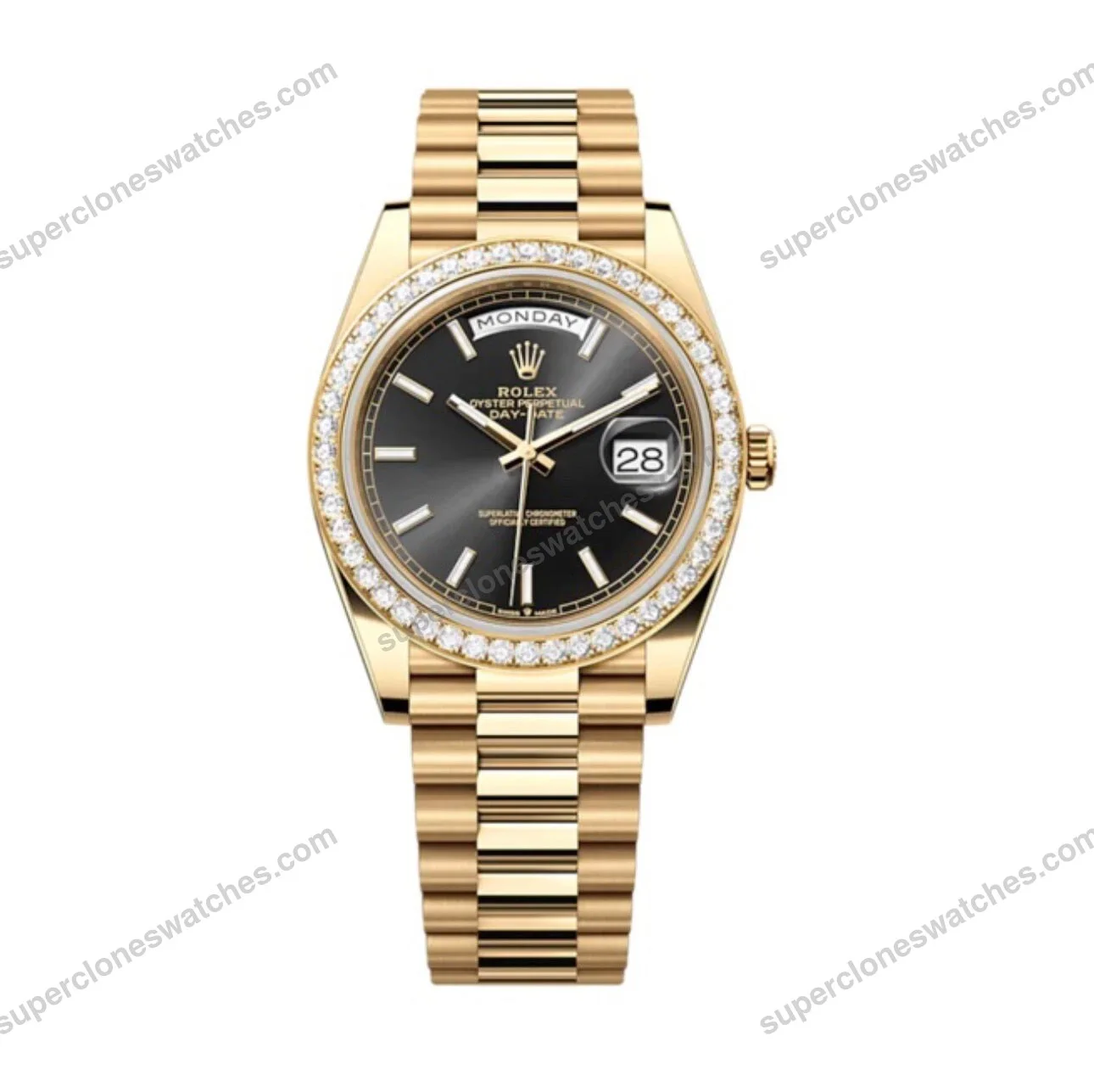 Super-Clone-Rolex-Day-Date-Bright-black-Dial-228348RBR-40-mm-1
