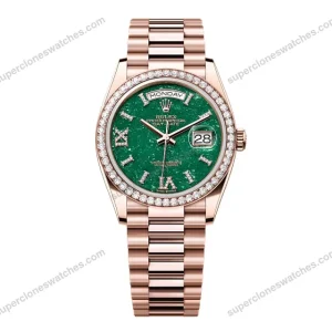 Super-Clone-Rolex-Day-Date-Green-Aventurine-Diamond-Dial-128345rbr-0068-36-mm-1