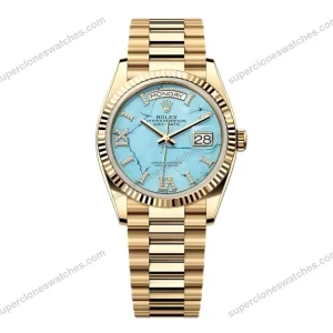 Super-Clone-Rolex-Day-Date-Turquoise-Diamond-Dial-128238-0071-36-mm-1