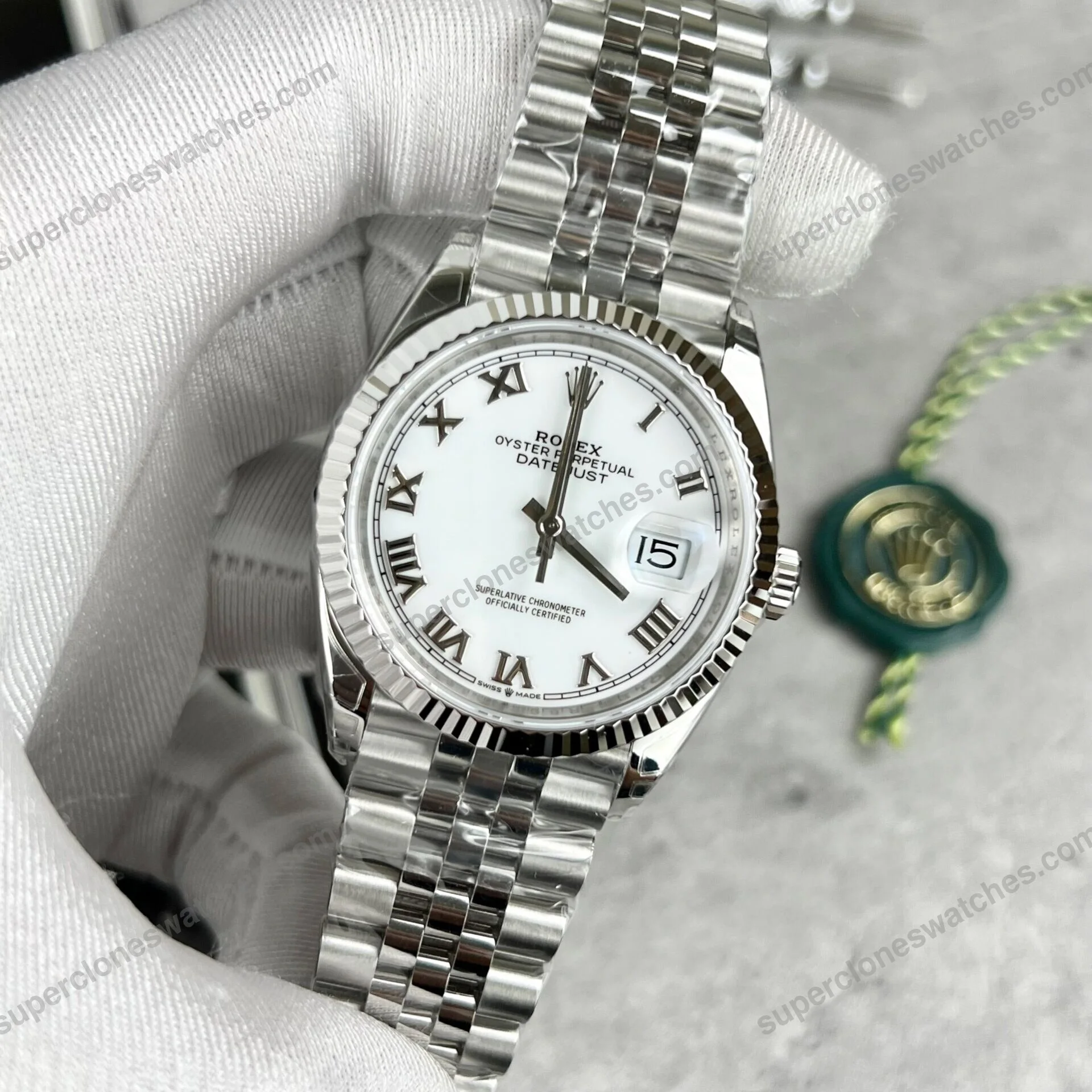 Super-Clone-Rolex-Datejust-White-Roman-Dial-126334-0024-41-mm-4