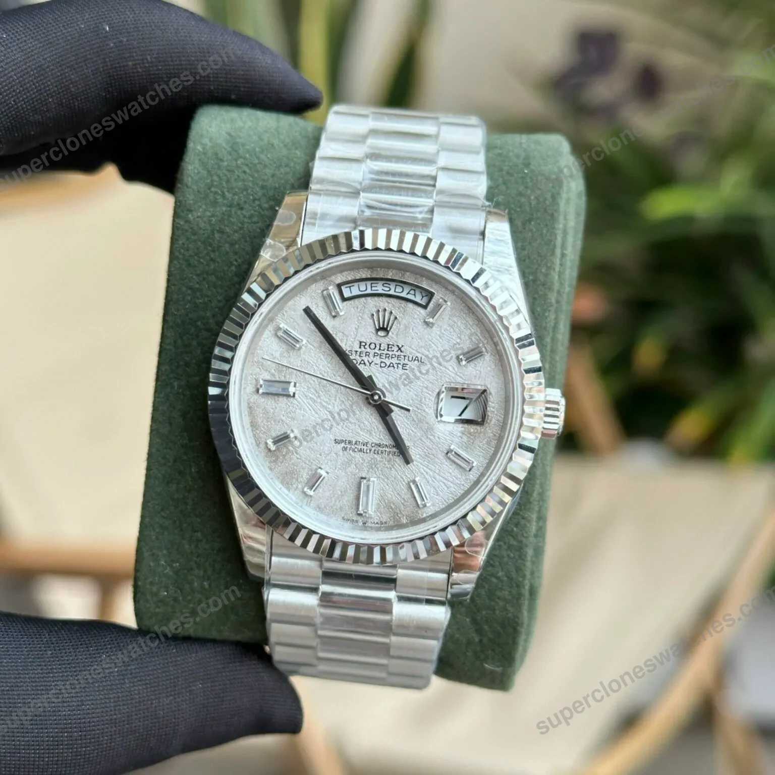 Super-Clone-Rolex-Day-Date-Meteorite-Diamond-Dial-228236-0011-40-mm-4