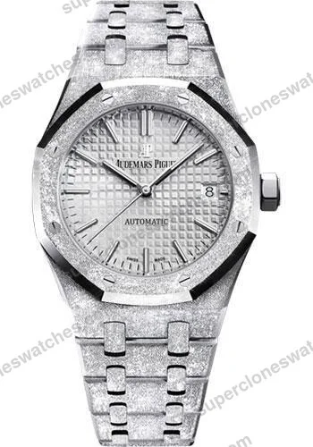 Super-Clone-Audemars-Piguet-Royal-Oak-Frosted-Gold-41mm-Silver-Dial-Steel-1