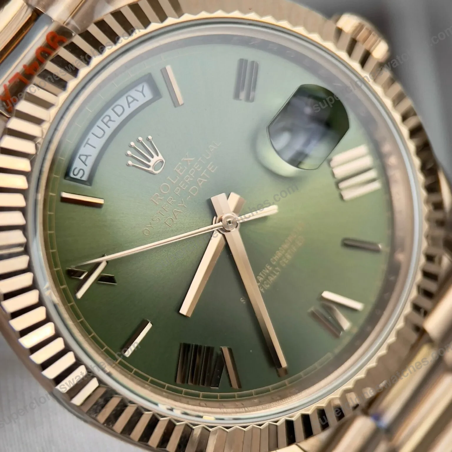 Super-Clone-Rolex-Day-Date-Olive-Green-Dial-228235-0025-40-mm-4