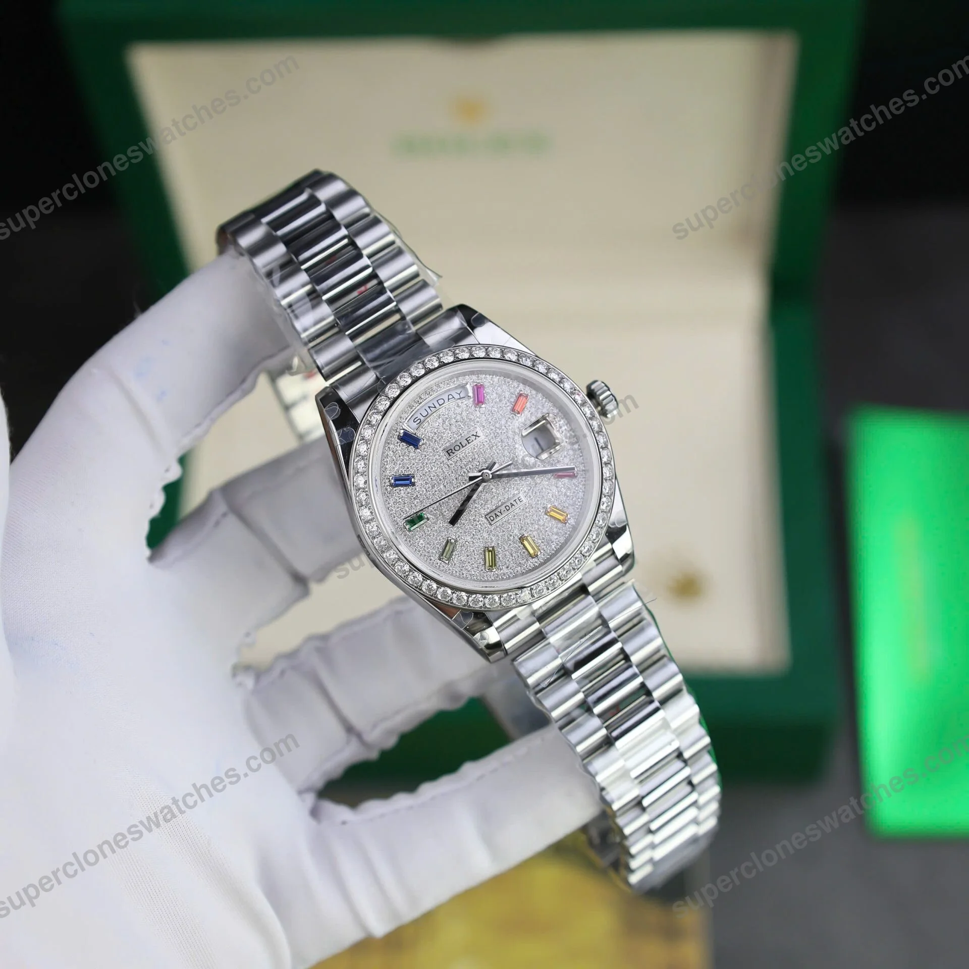 Super-Clone-Rolex-Day-Date-Diamond-Paved-Dial-128349rbr-0006-36-mm-3