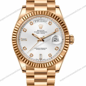 Reduced-Rolex-Day-Date-Rose-Gold-Silver-Diamond-Dial-President-Bracelet