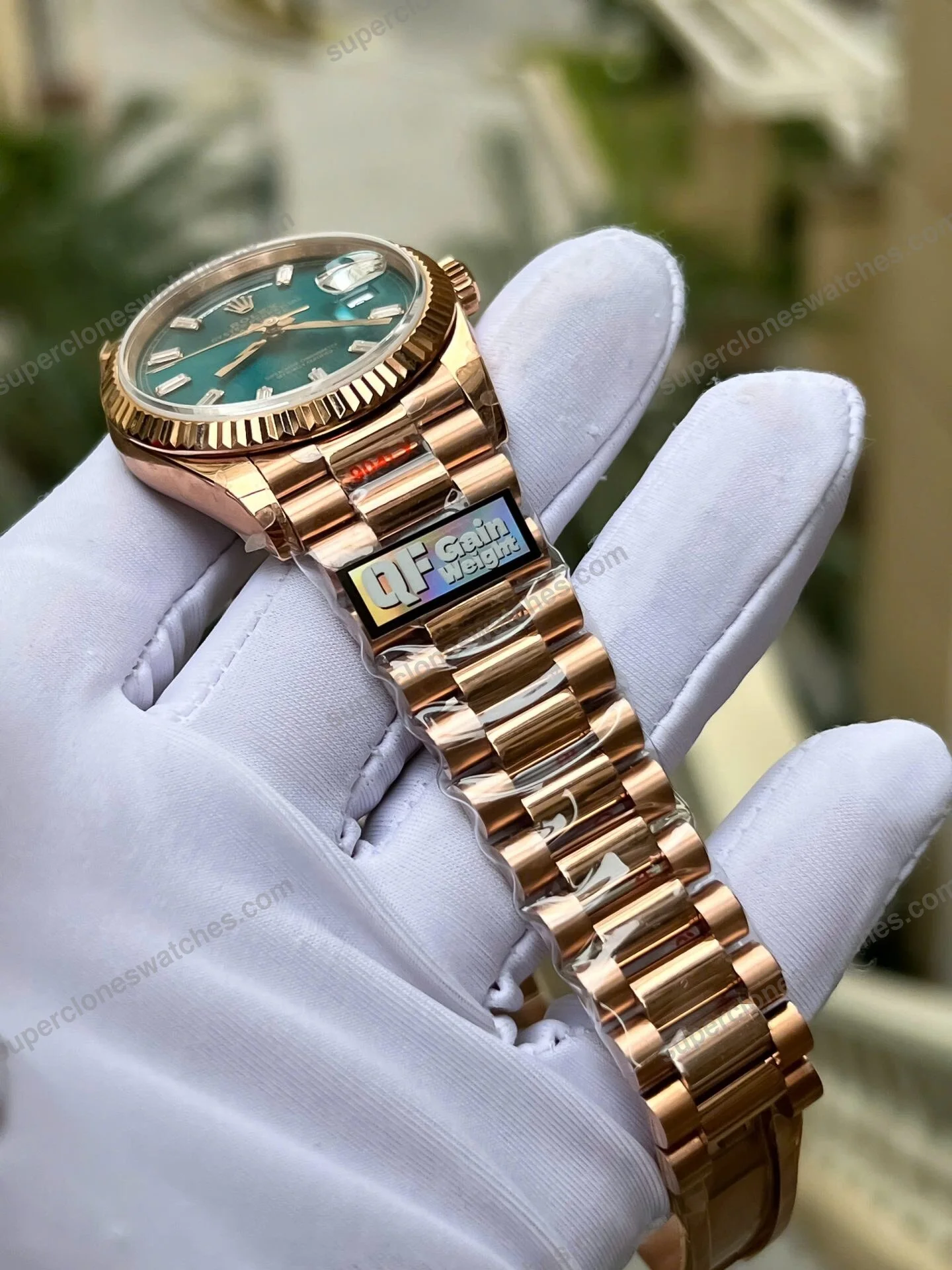 Super-Clone-Rolex-Day-Date-Blue-Green-Diamond-Dial-128235-0085-36-mm-8