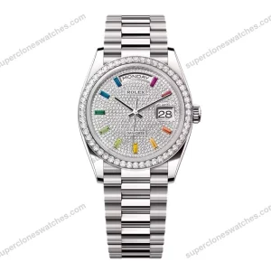 Super-Clone-Rolex-Day-Date-Diamond-Paved-Dial-128349rbr-0006-36-mm-1