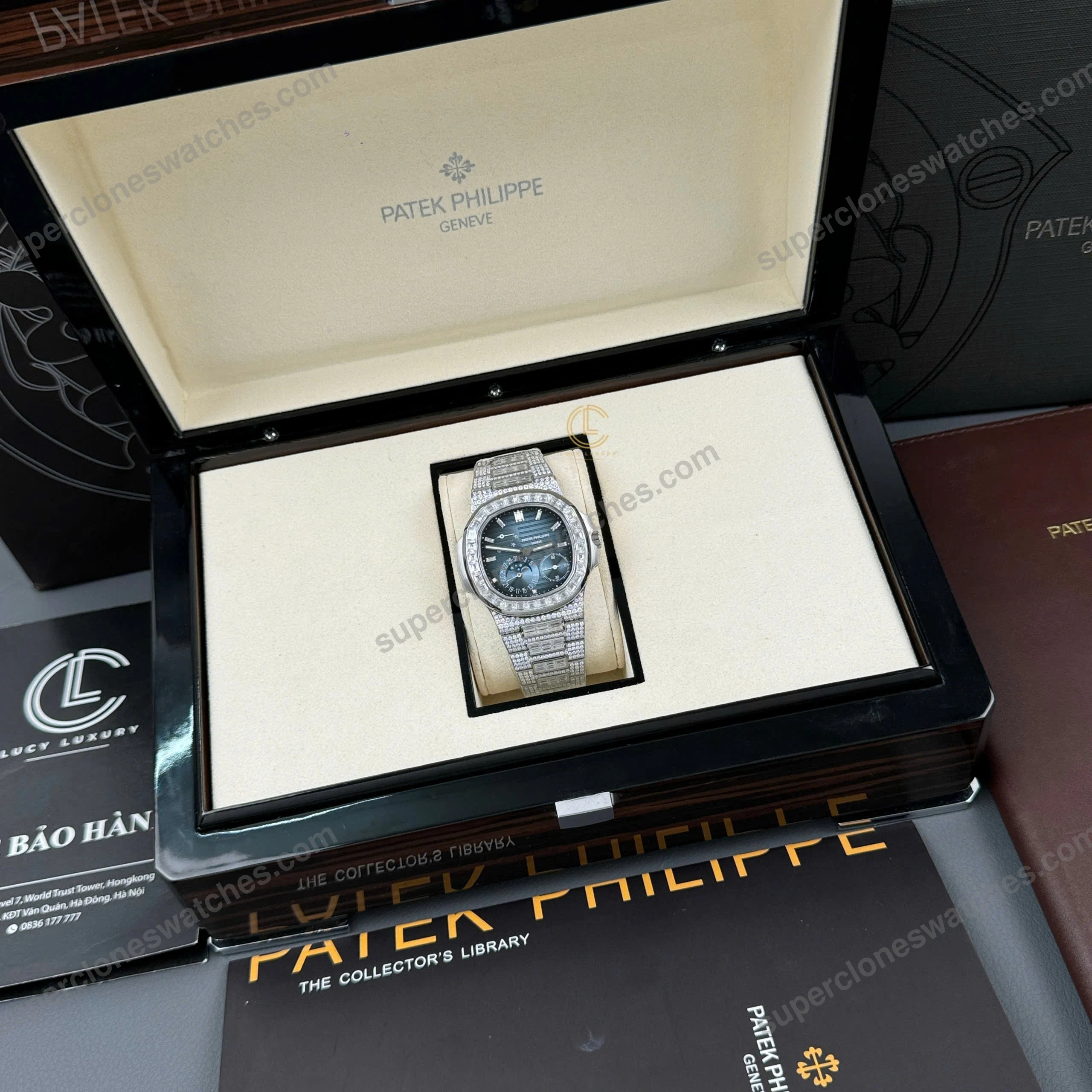 Super-Clone-Patek-Philippe-Nautilus-57121A-40mm-Custom-Full-Moissanite-Baguette-11