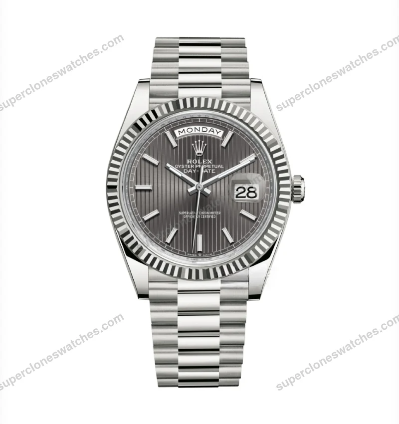 Super-Clone-Rolex-Day-Date-Grey-Stick-Tapestry-Dial-228239-0002-40-mm-1