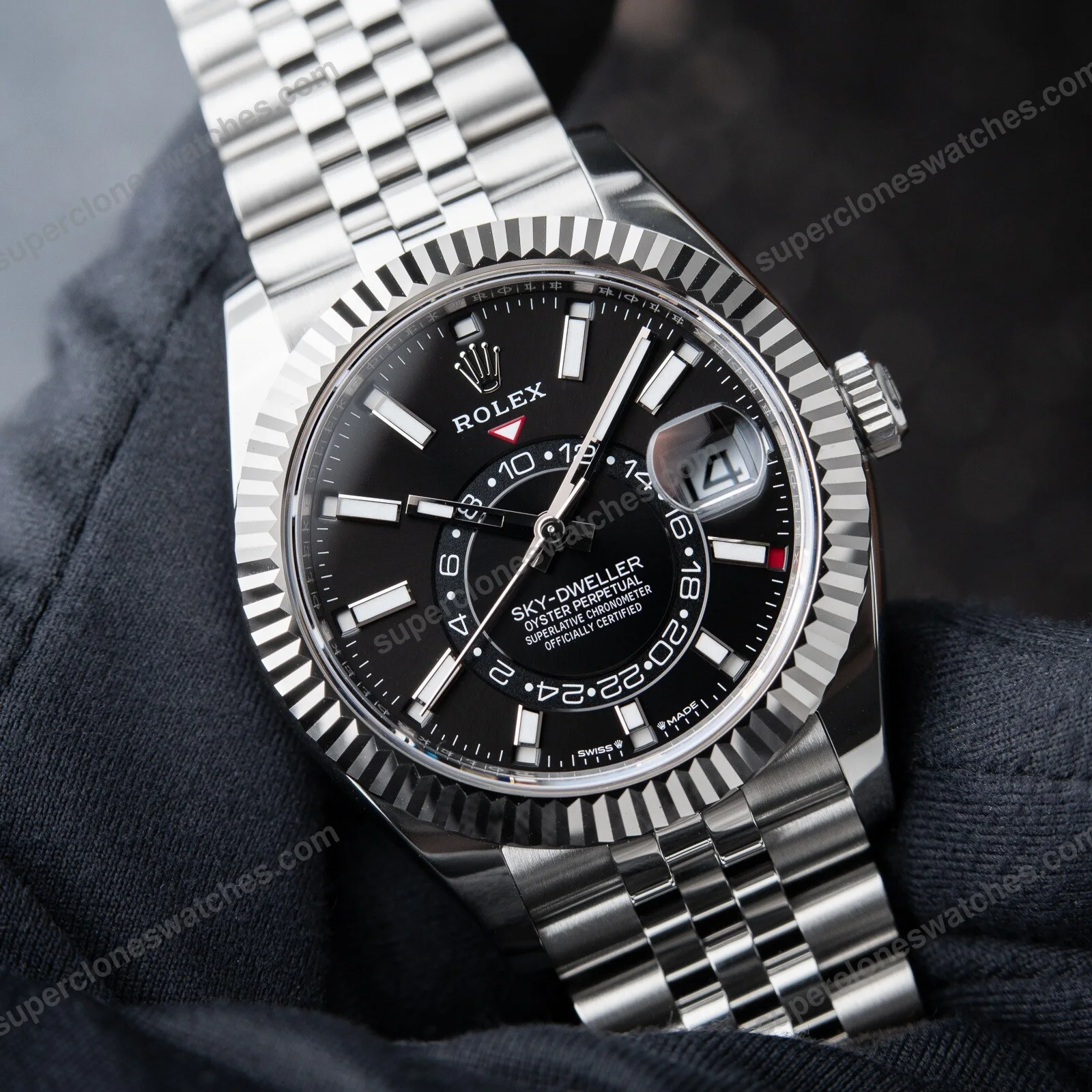 Super-Clone-Rolex-Sky-Dweller-Bright-black-Dial-336934-Jubilee-2