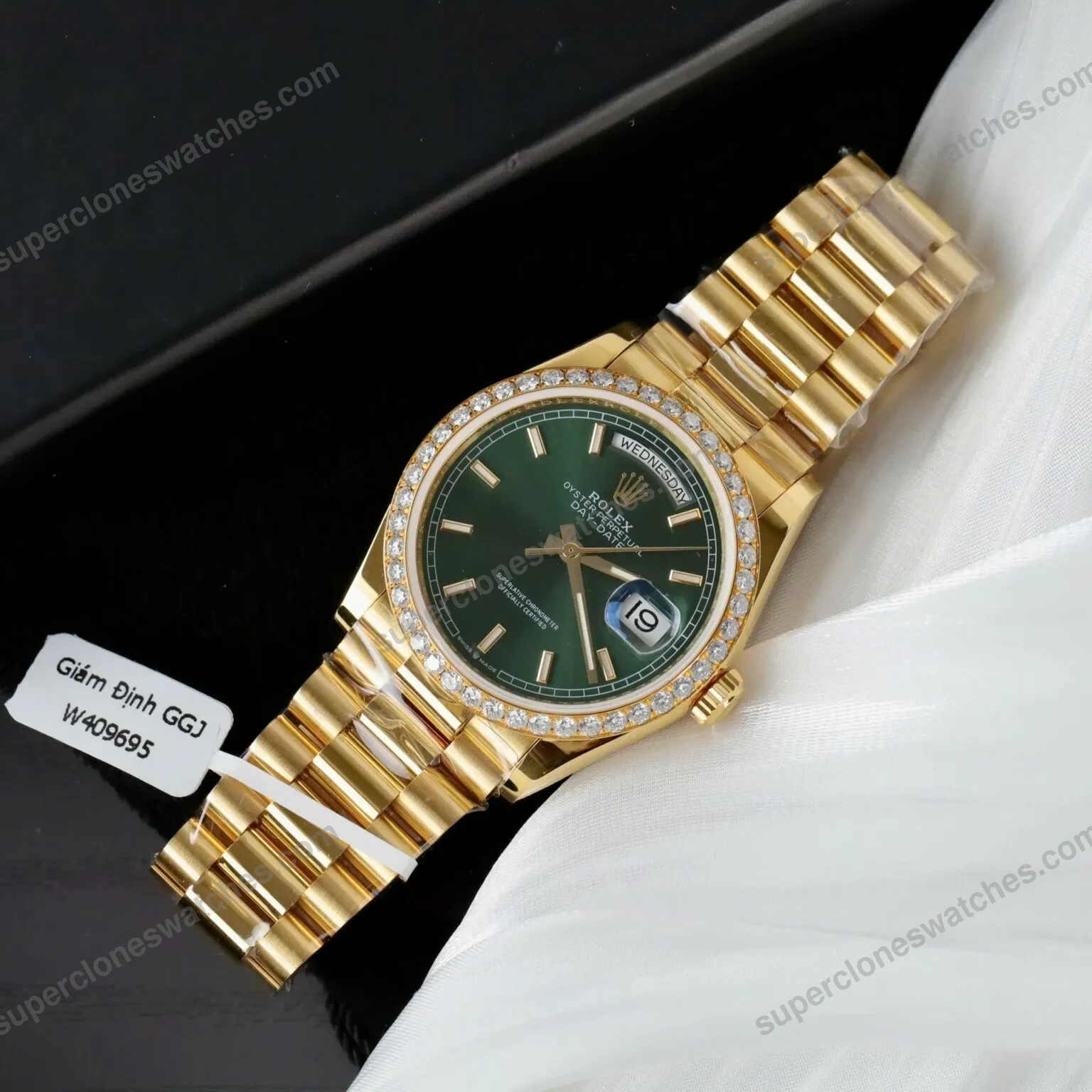 Super-Clone-Rolex-Day-Date-Bright-Green-Diamond-Dial-128398tbr-0035-36-mm-3