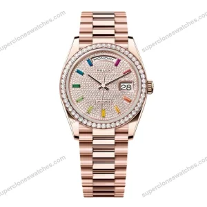 Super-Clone-Rolex-Day-Date-Diamond-Paved-Dial-128345rbr-0042-36-mm-1