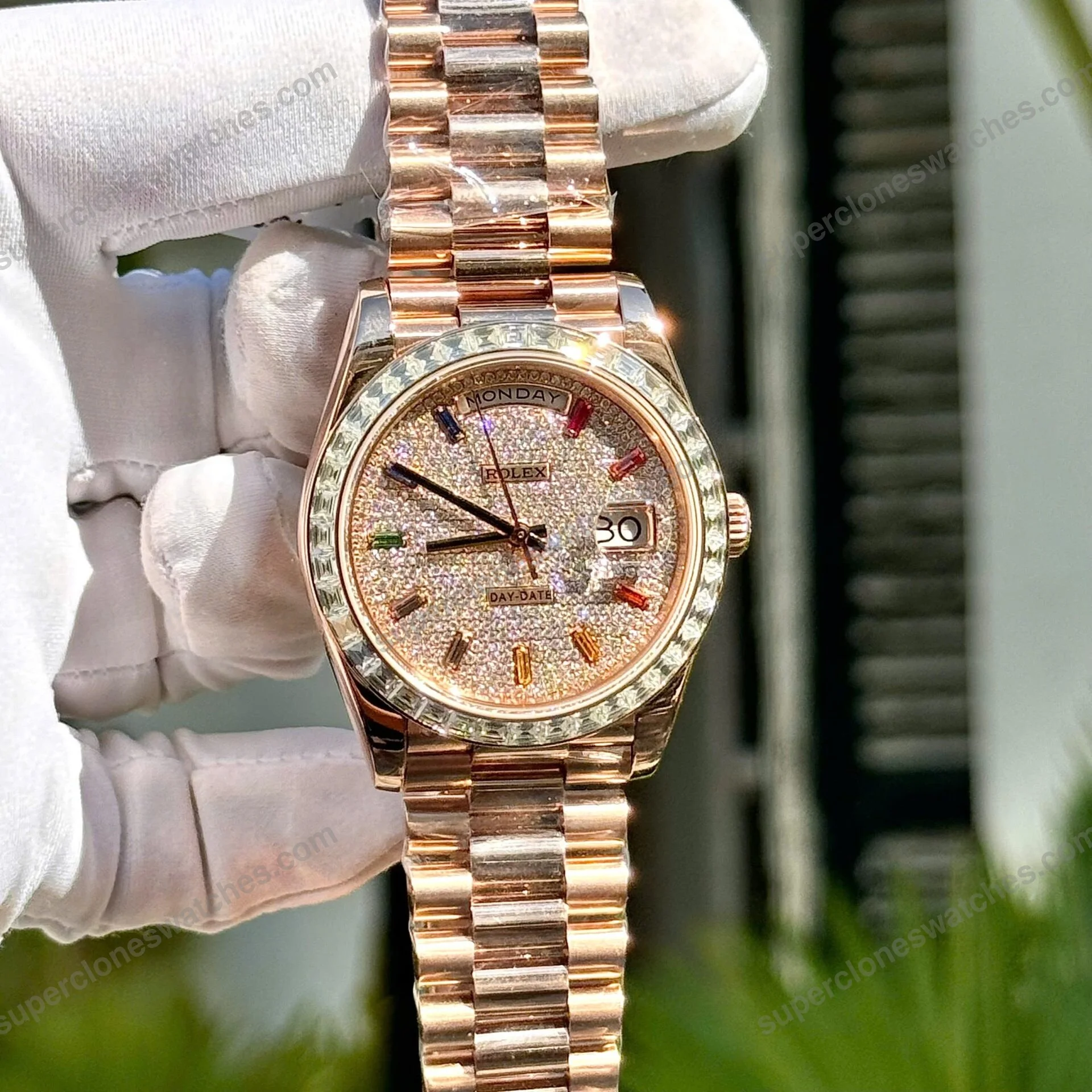 Super-Clone-Rolex-Day-Date-Diamond-Paved-Dial-128395tbr-0008-36-mm-3