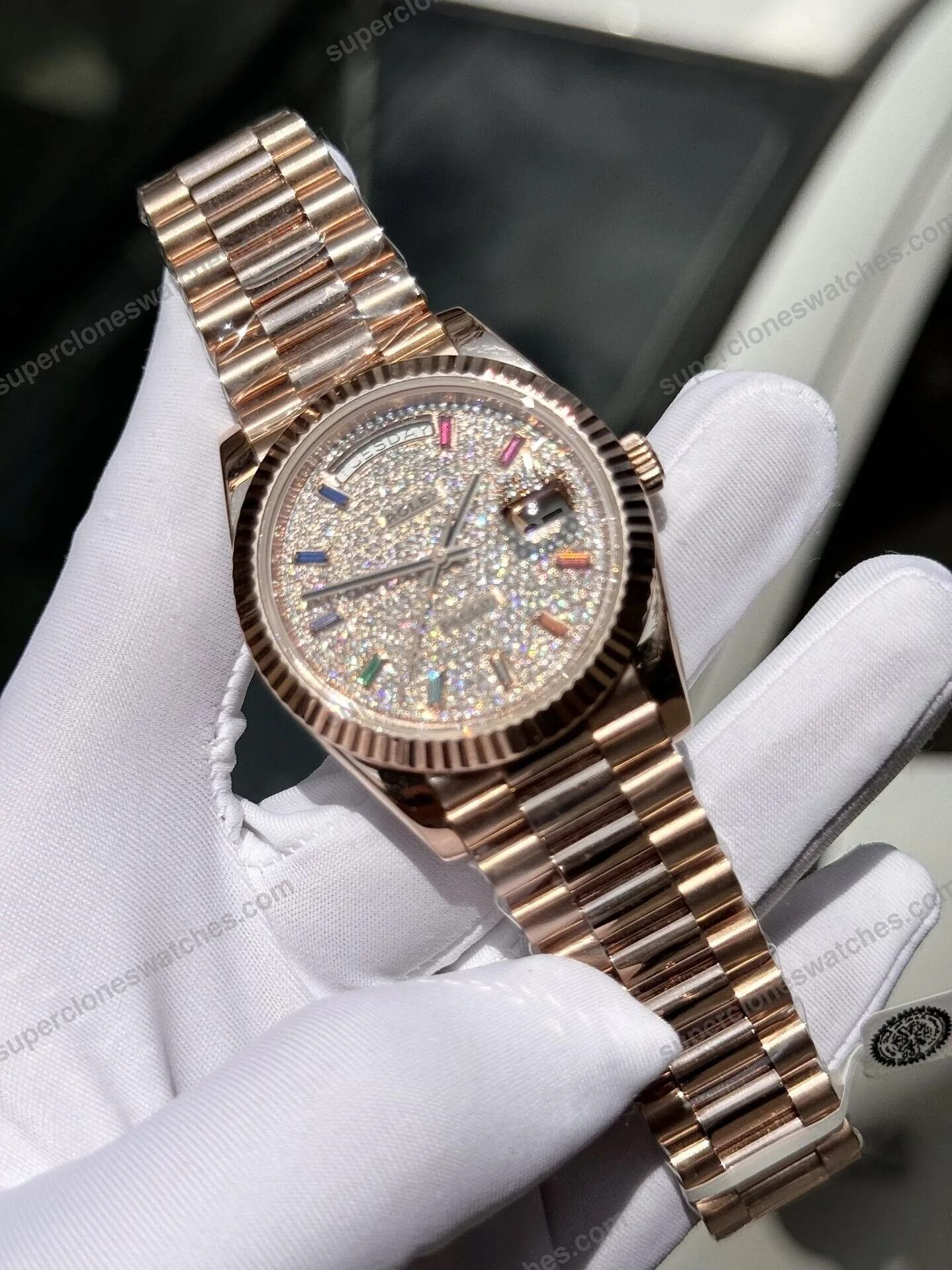 Super-Clone-Rolex-Day-Date-Diamond-Paved-Dial-128235-0039-36-mm-3