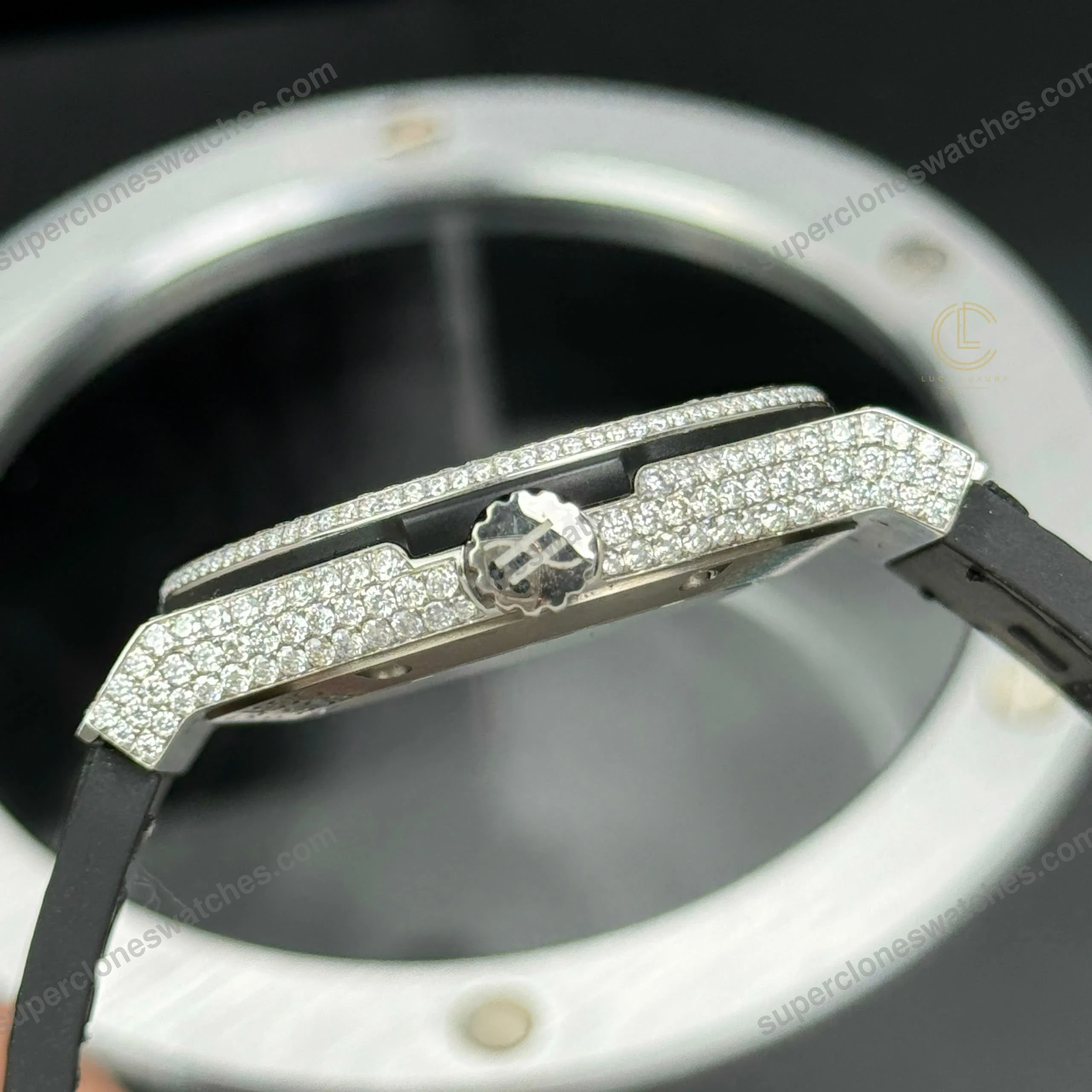 Super-Clone-Hublot-Classic-Fusion-SKULL-Full-Diamonds-Moissanite-Pave-42mm-Black-5