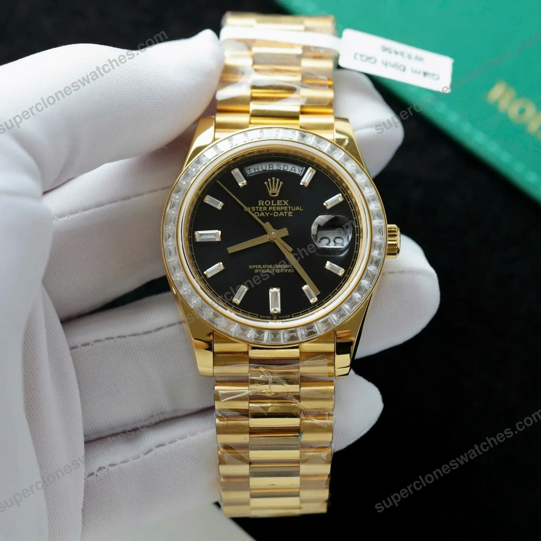 Super-Clone-Rolex-Day-Date-Bright-black-Dial-228348RBR-40-mm-2