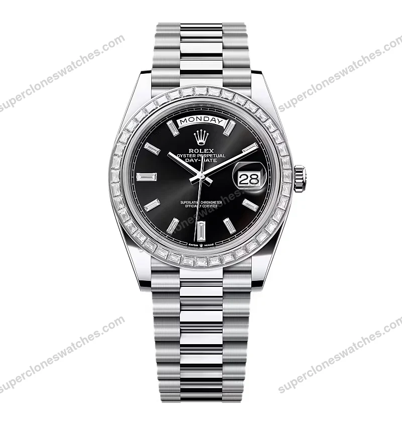 Super-Clone-Rolex-Day-Date-Bright-Black-Diamond-Dial-228396tbr-0012-40-mm-1
