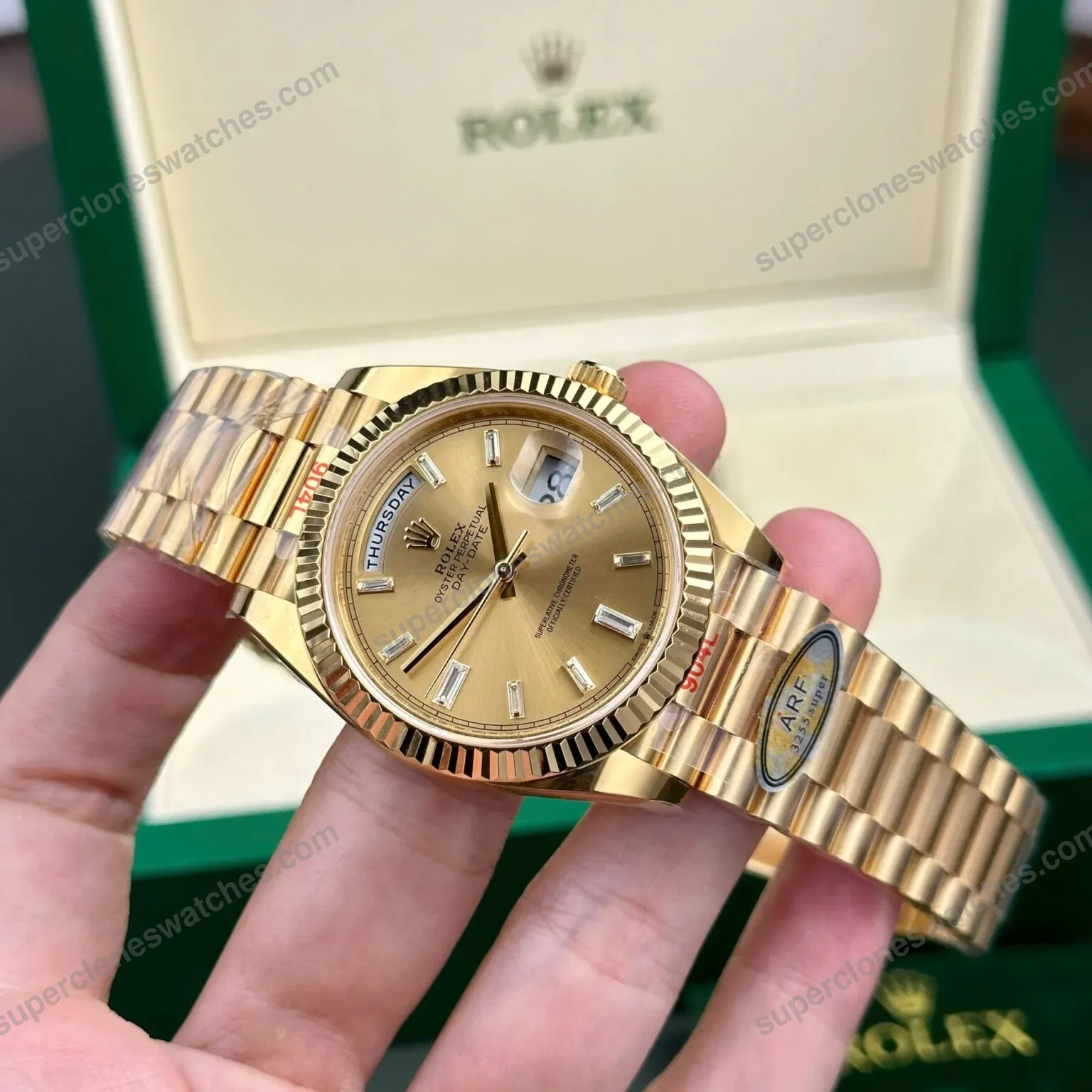 Super-Clone-Rolex-Day-Date-II-Champagne-Dial-228238-40-mm-4
