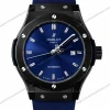 Super-Clone-Hublot-Classic-Fusion-Black-Blue-Sunburst-Dial-Rubber-Strap