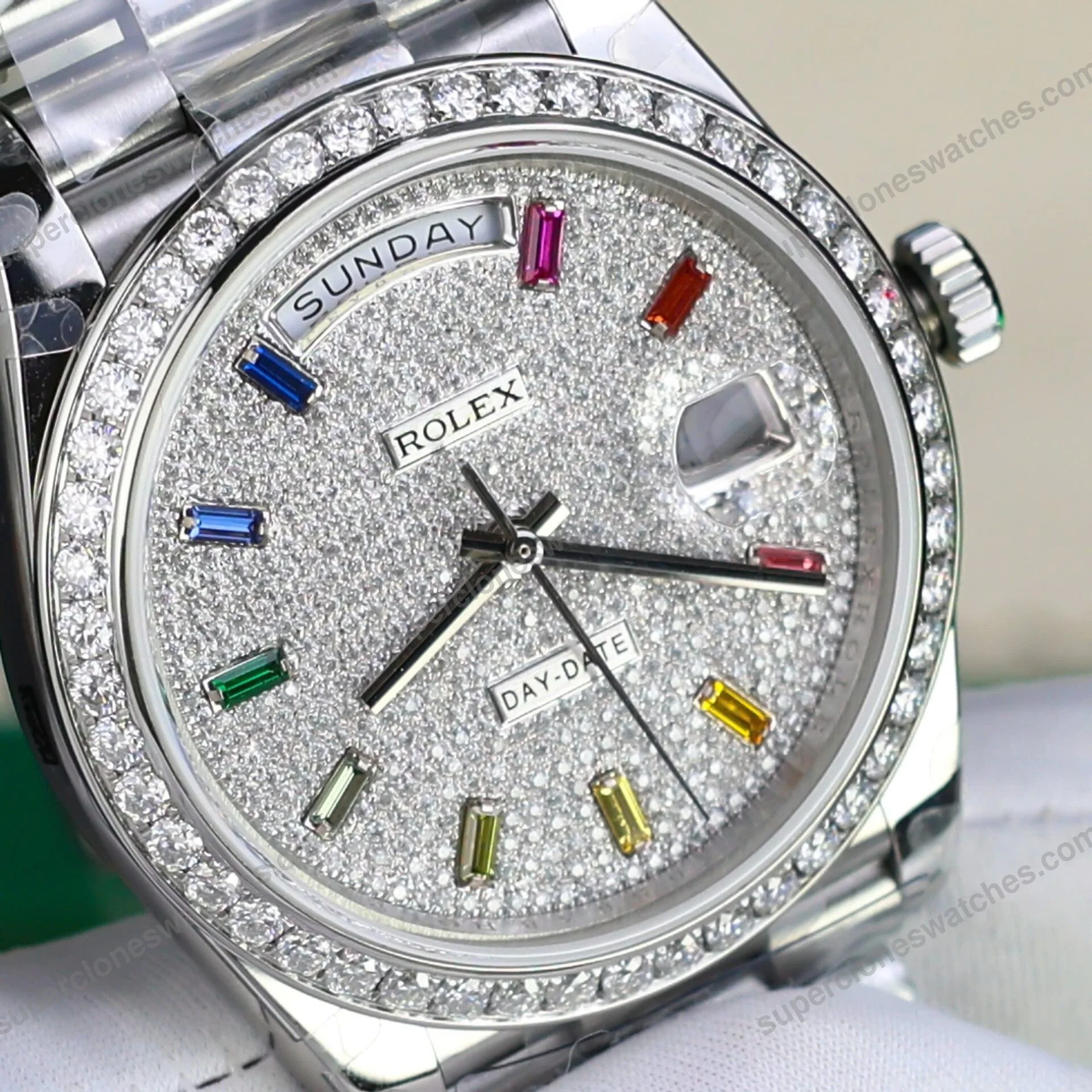 Super-Clone-Rolex-Day-Date-Diamond-Paved-Dial-128349rbr-0006-36-mm-8