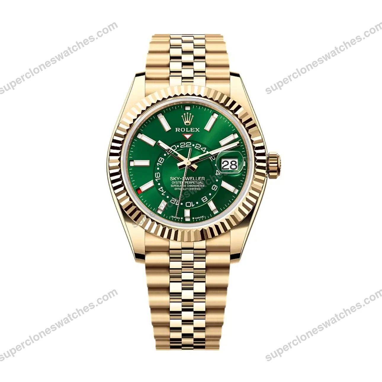 Super-Clone-Rolex-Sky-Dweller-Green-Dial-336938-Jubilee-1