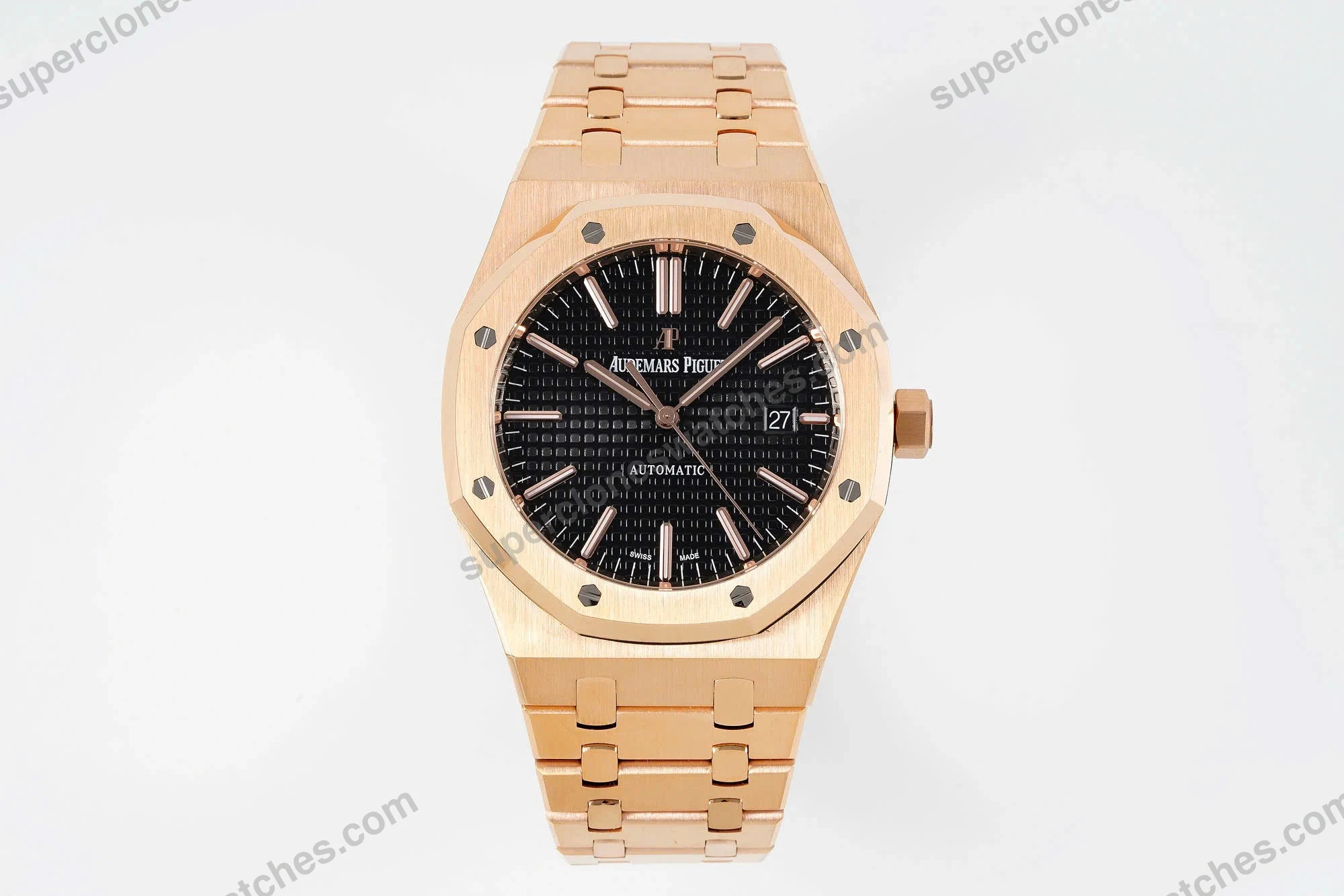 Super-Clone-Audemars-Piguet-Royal-Oak-Selfwinding-15400OR-41mm-Black-Dial-Rose-G-2