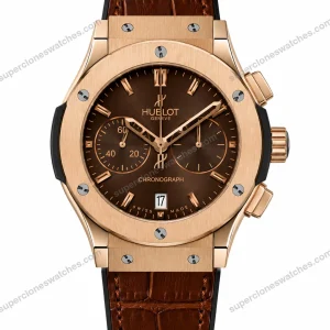 Super-Clone-Hublot-Big-Bang-Rose-Gold-Brown-Sunburst-Dial-Crocodile-Leather-Strap