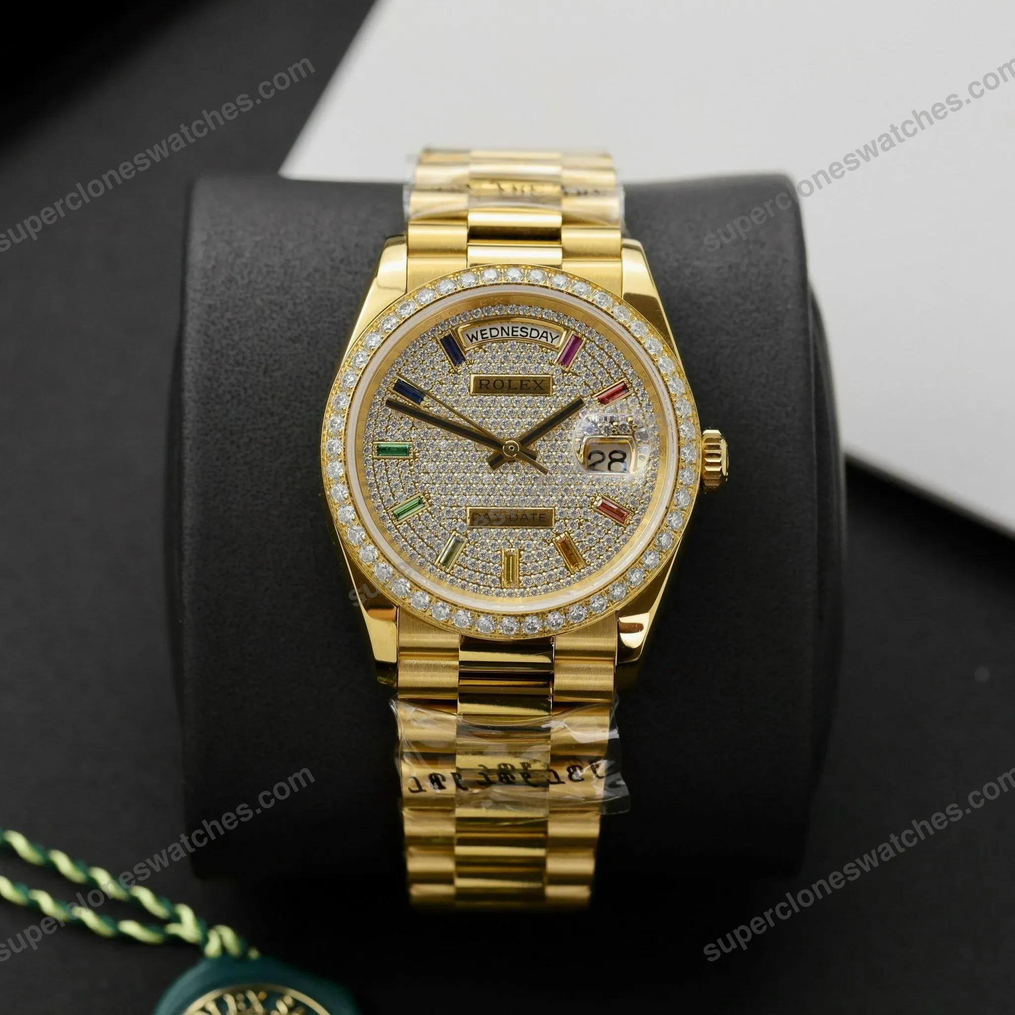 Super-Clone-Rolex-Day-Date-Diamond-Paved-Dial-128398tbr-0012-36-mm-2