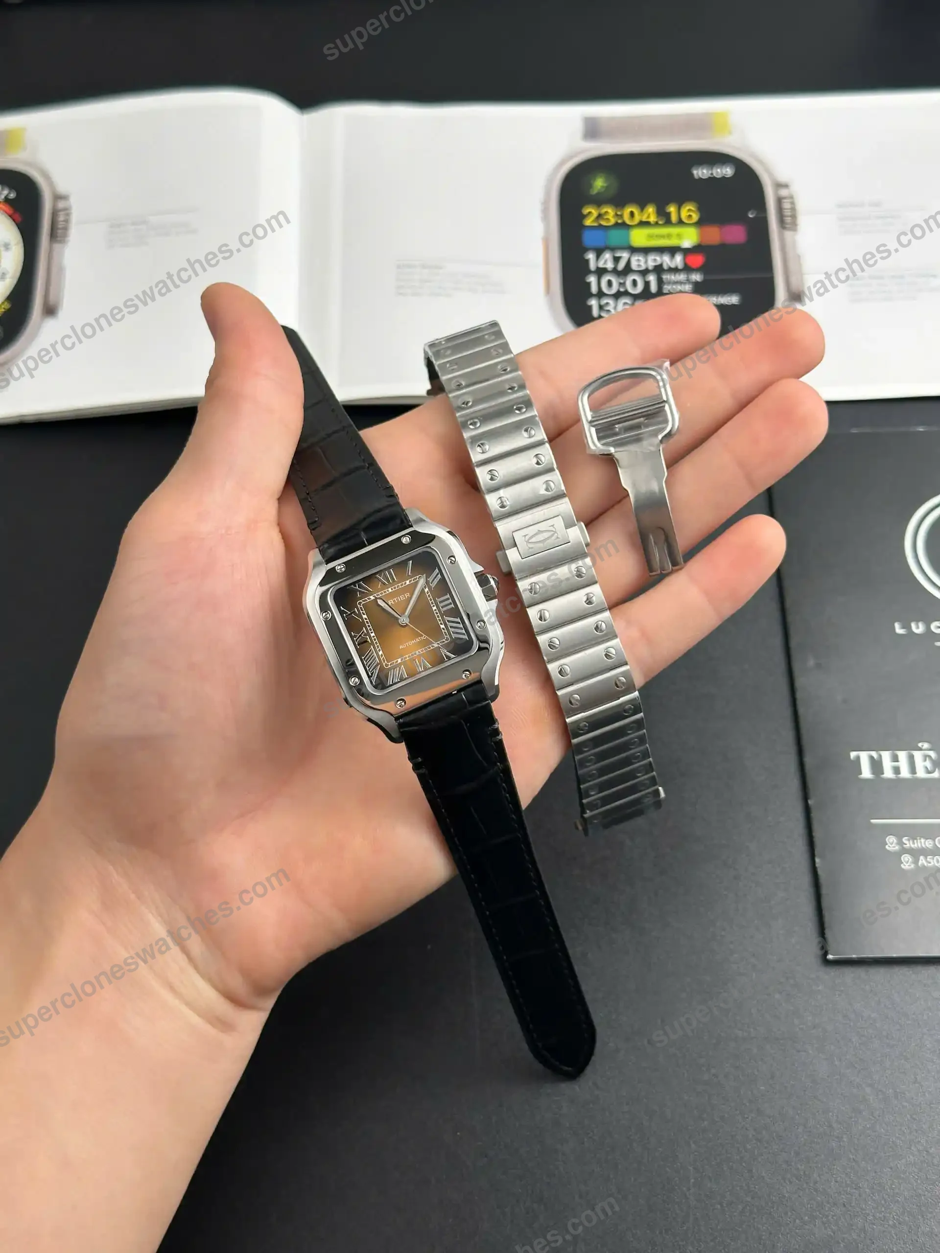 Super-Clone-Cartier-Santos-De-Cartier-Chocolate-Dial-WSSA0065-35.5mm-3