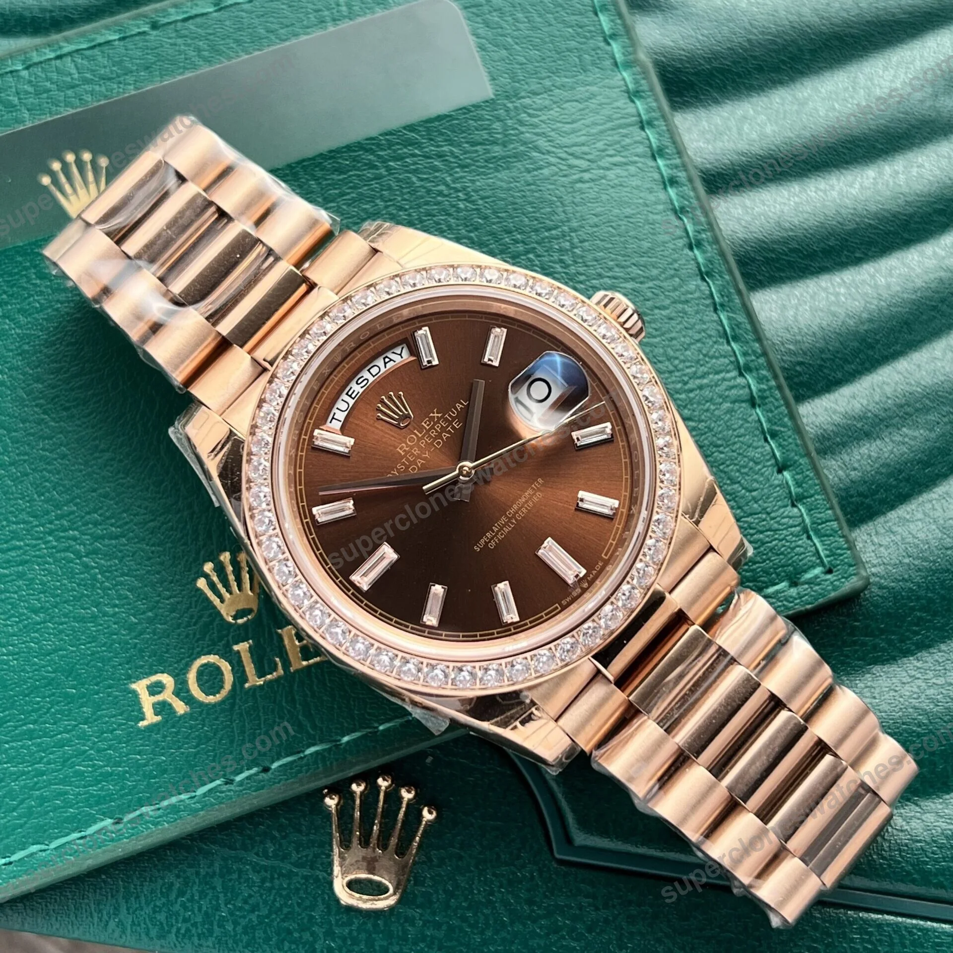 Super-Clone-Rolex-Day-Date-Chocolate-Dial-228345RBR-40-mm-2