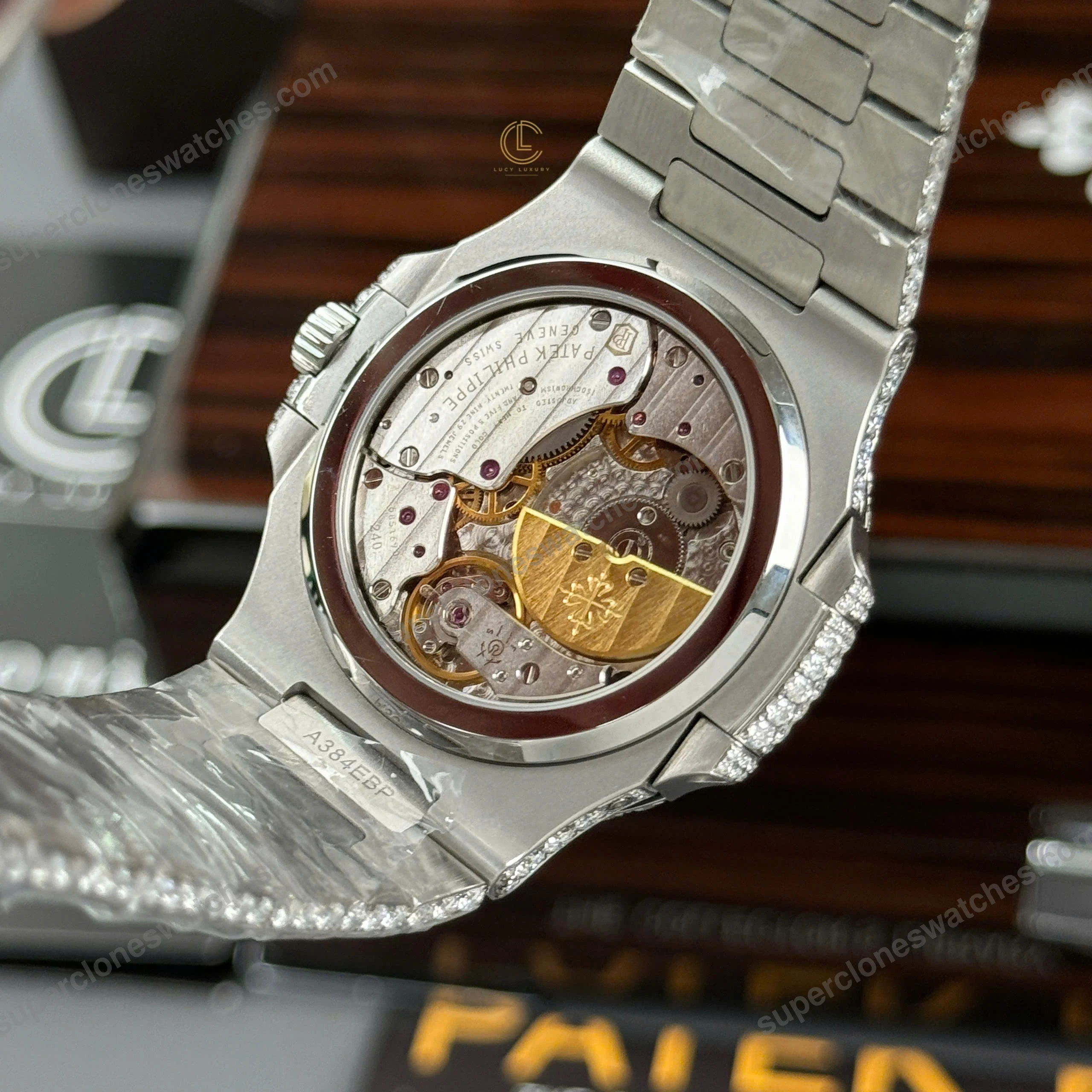 Super-Clone-Patek-Philippe-Nautilus-57121A-40mm-Blue-Dial-Full-Moissanite-Hongk-9