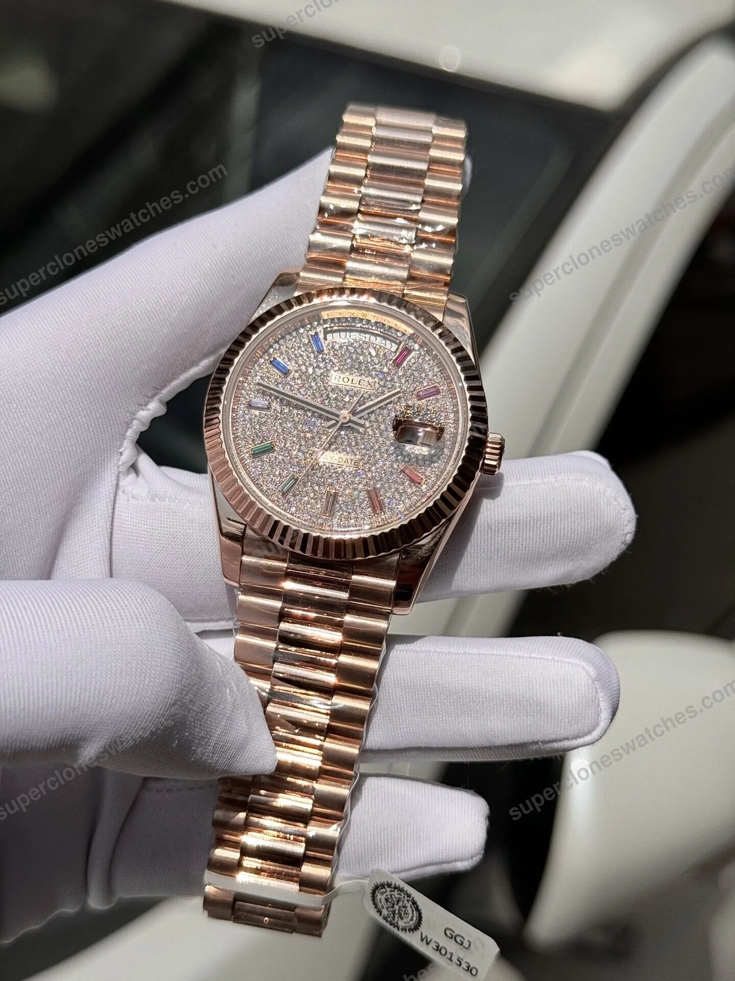 Super-Clone-Rolex-Day-Date-Diamond-Paved-Dial-128235-0039-36-mm-4