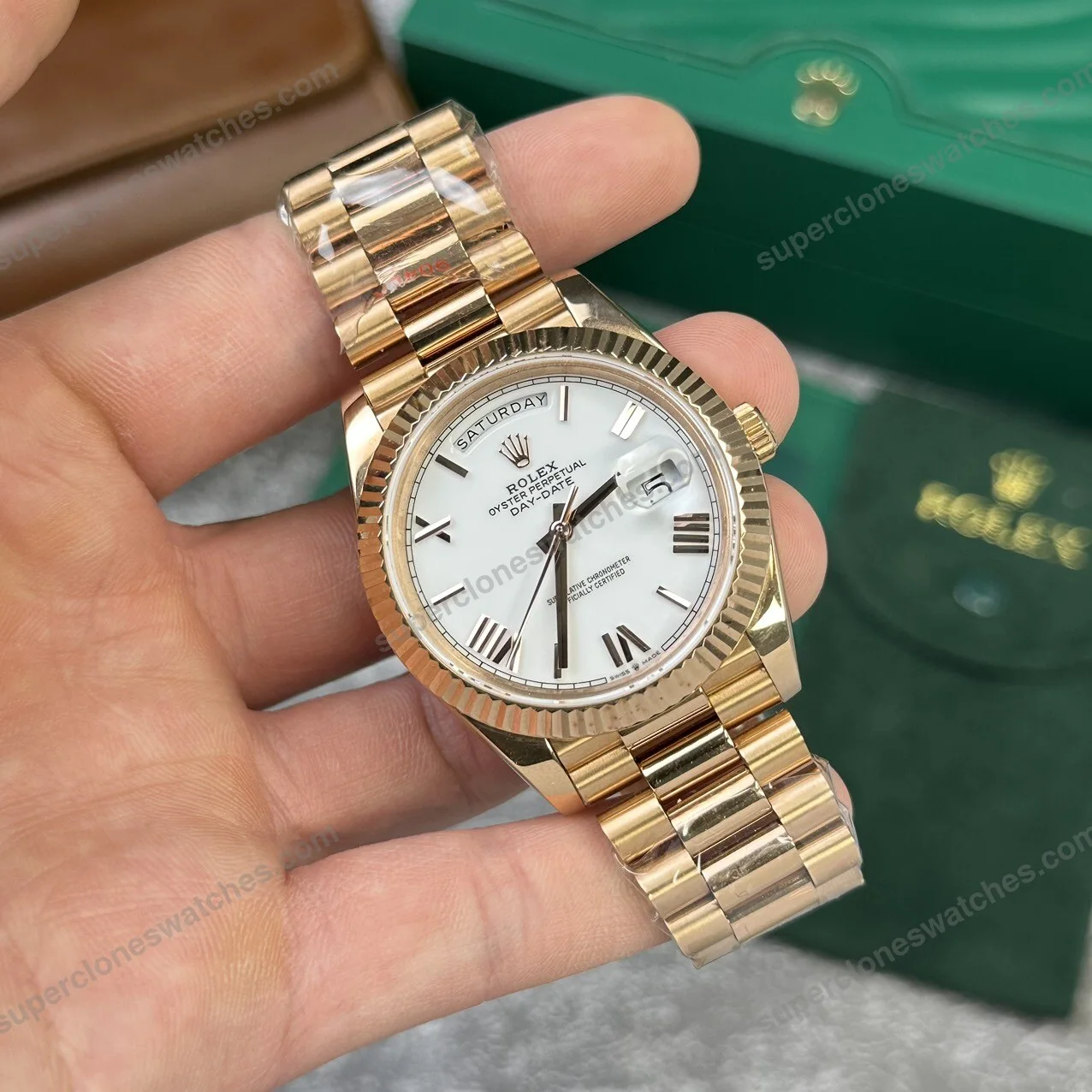 Super-Clone-Rolex-Day-Date-White-Dial-228238-0042-40-mm-6