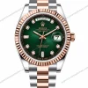 Reduced-Rolex-Day-Date-Two-Tone-Green-Diamond-Dial-Oyster-Bracelet