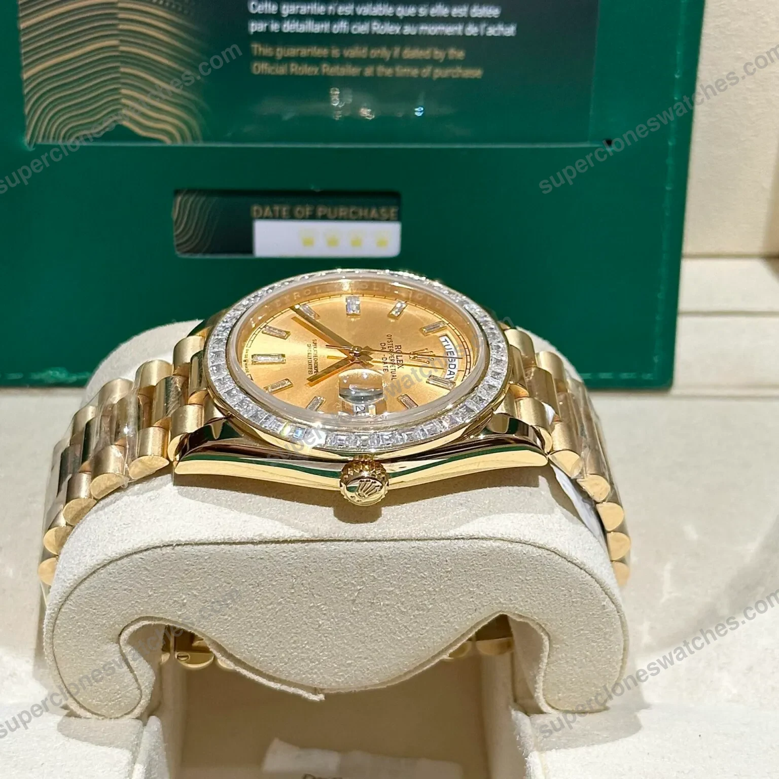 Super-Clone-Rolex-Day-Date-Champagne-Diamond-Dial-228348rbr-0002-40-mm-5