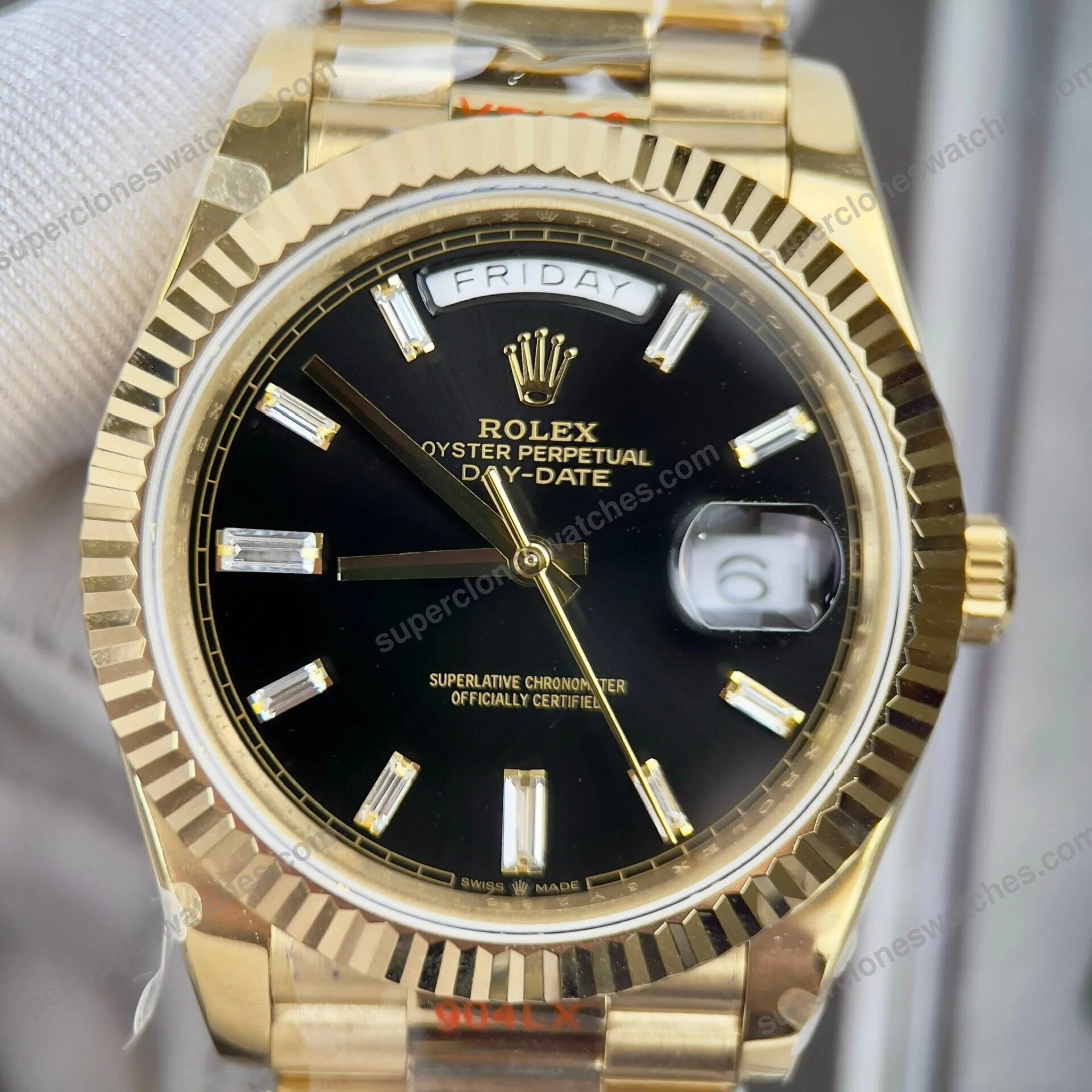 Super-Clone-Rolex-Day-Date-Bright-Black-Diamond-Dial-228238-0004-40-mm-4