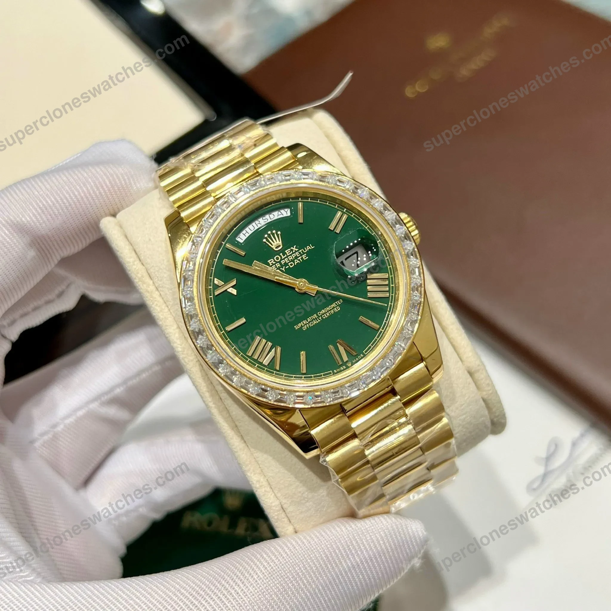 Super-Clone-Rolex-Day-Date-Green-Dial-228348RBR-0040-40-mm-2