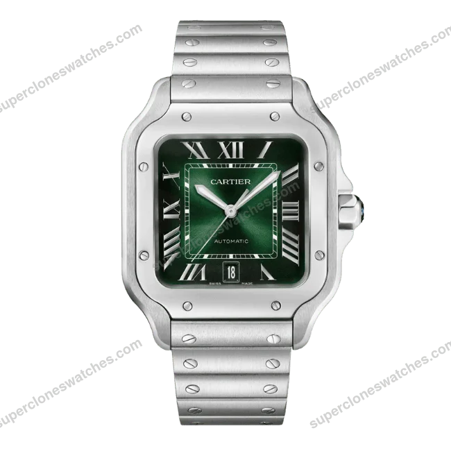 Super-Clone-Cartier-Santos-De-Cartier-Green-Dial-Large-WSSA0062-39.8mm-1