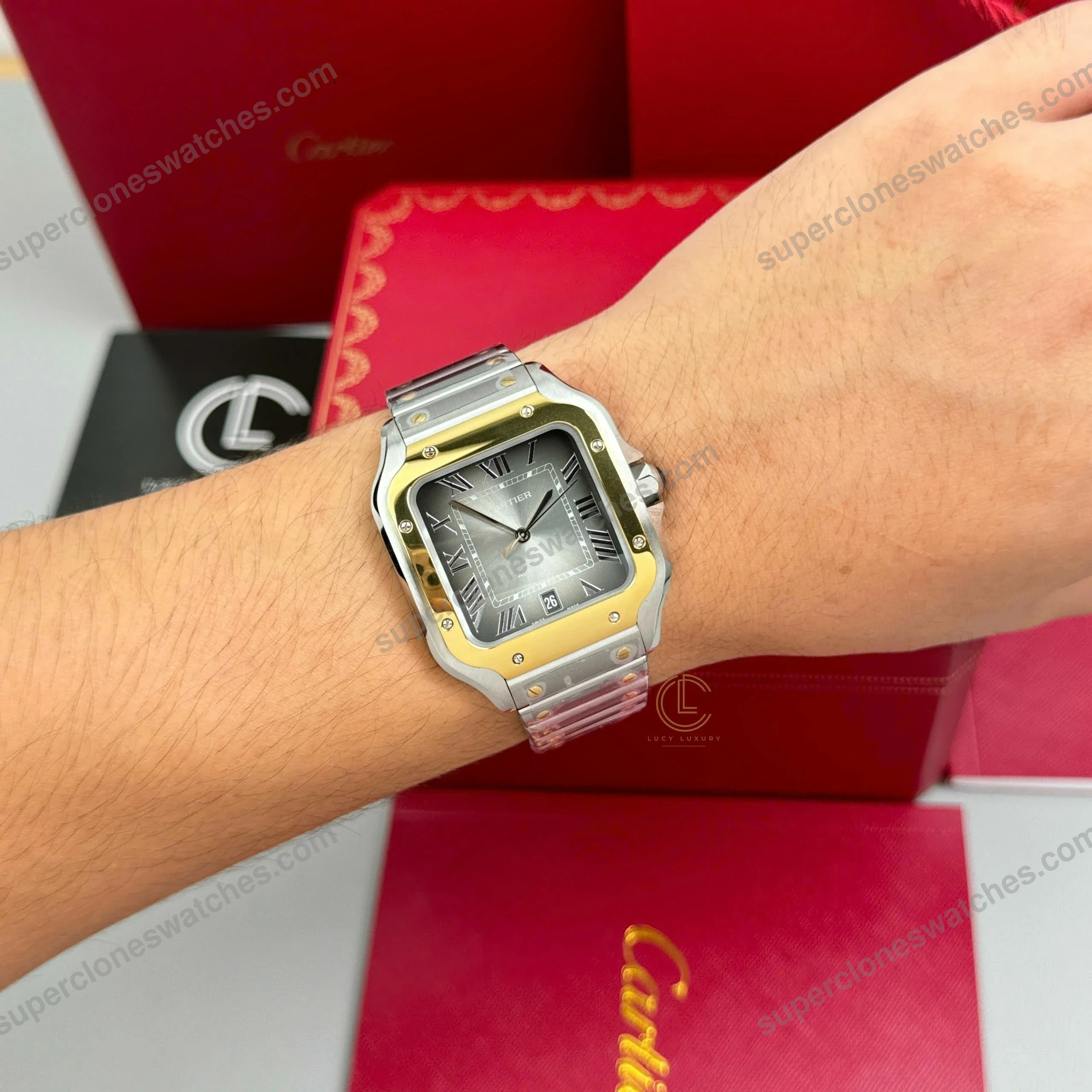 Super-Clone-Cartier-Santos-De-Cartier-CRW2SA0030-Demi-Yellow-Gold-5