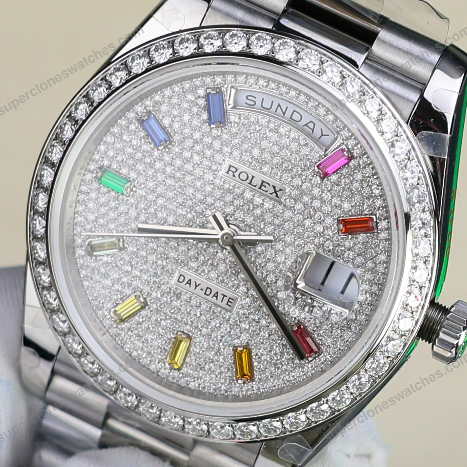 Super-Clone-Rolex-Day-Date-Diamond-Paved-Dial-128349rbr-0006-36-mm-5