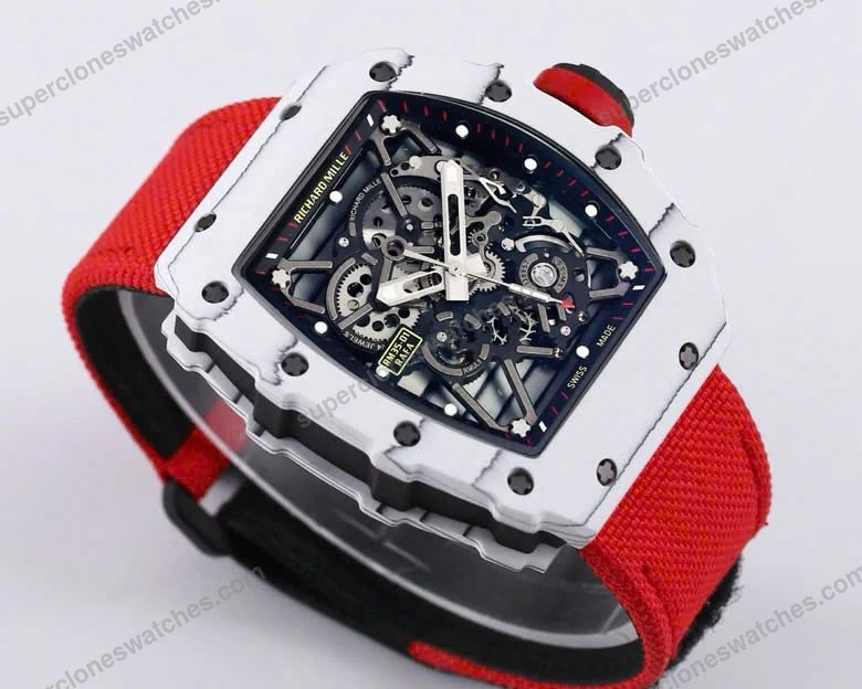 Super-Clone-Richard-Mille-RM-35-01-Richard-Mille-Rafa-Cacbon-NTPT-Red-Strap-42mm-4