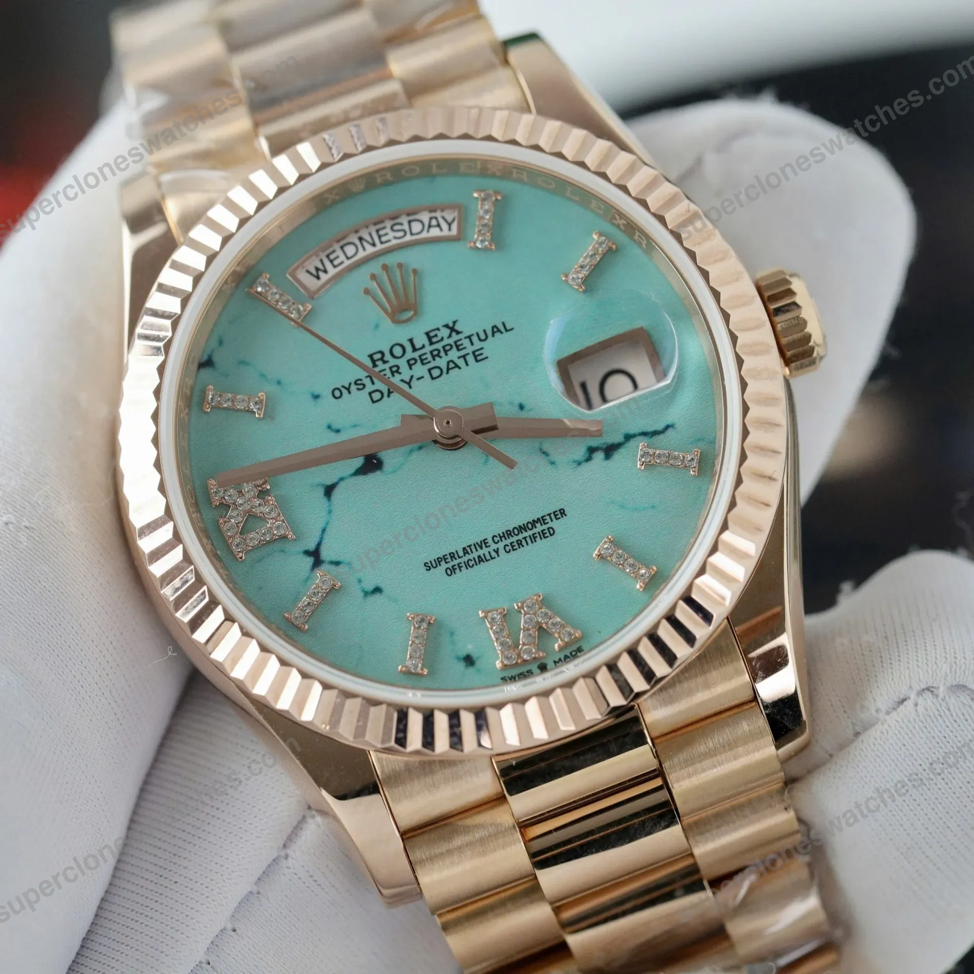 Super-Clone-Rolex-Day-Date-Turquoise-Diamond-Dial-128238-0071-36-mm-4