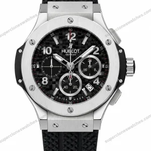 Super-Clone-Hublot-Big-Bang-Silver-Black-Carbon-Dial-Rubber-Strap