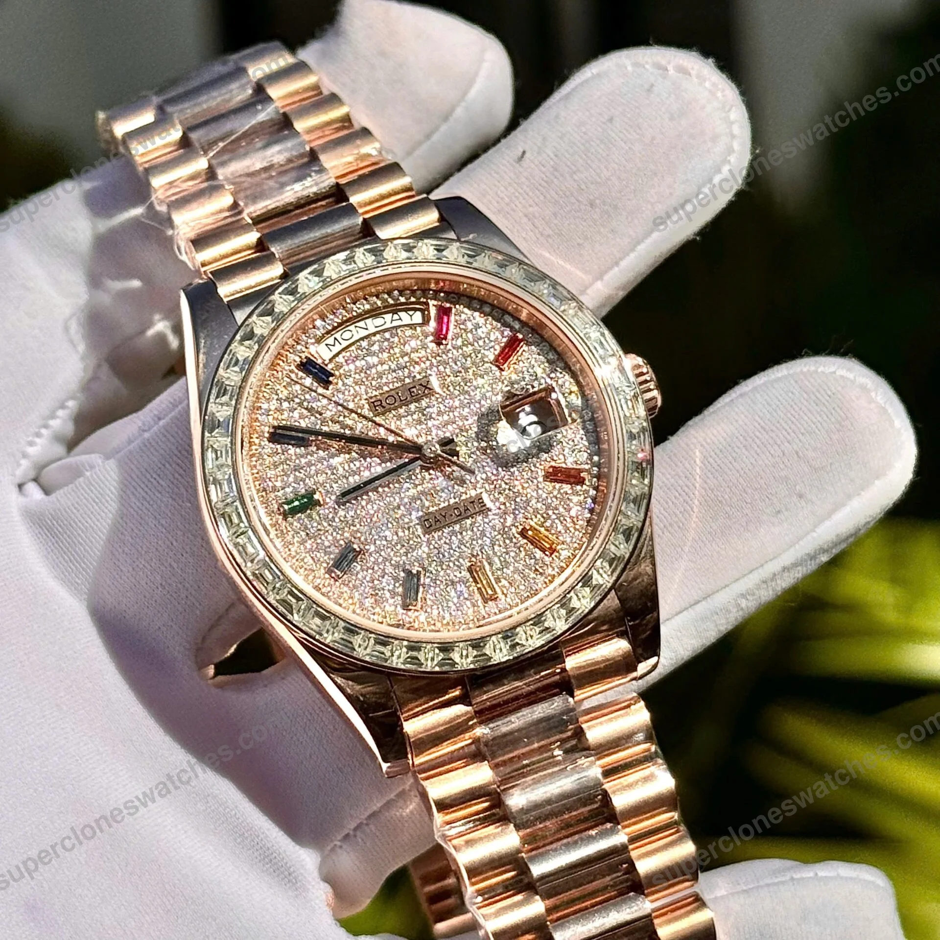 Super-Clone-Rolex-Day-Date-Diamond-Paved-Dial-128395tbr-0008-36-mm-4