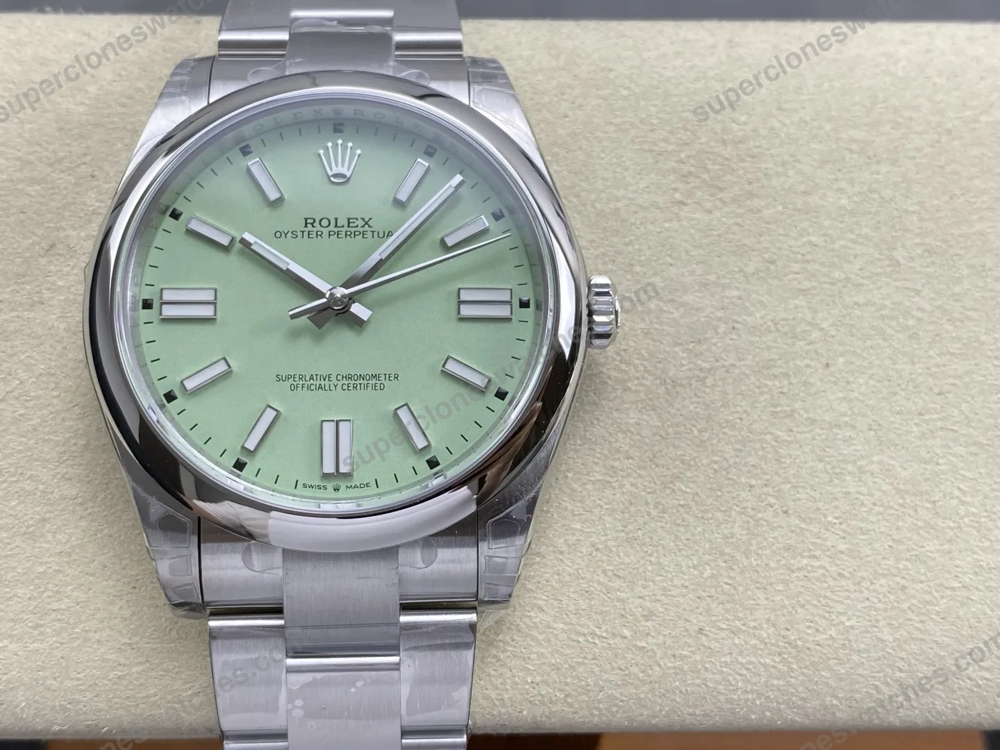 super-clone-rolex-oyster-perpetual-277200-pistachio-dial-view-1