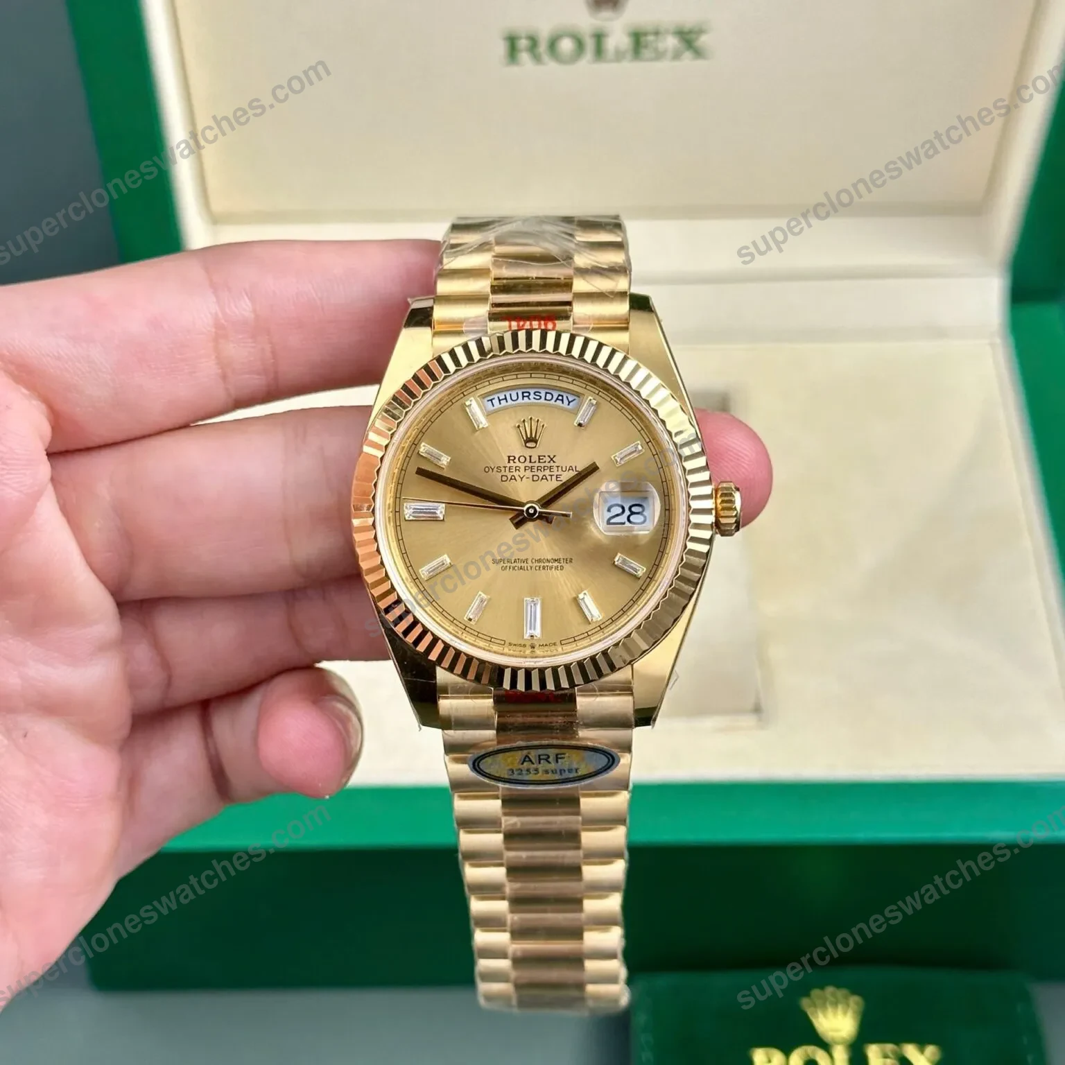 Super-Clone-Rolex-Day-Date-II-Champagne-Dial-228238-40-mm-2