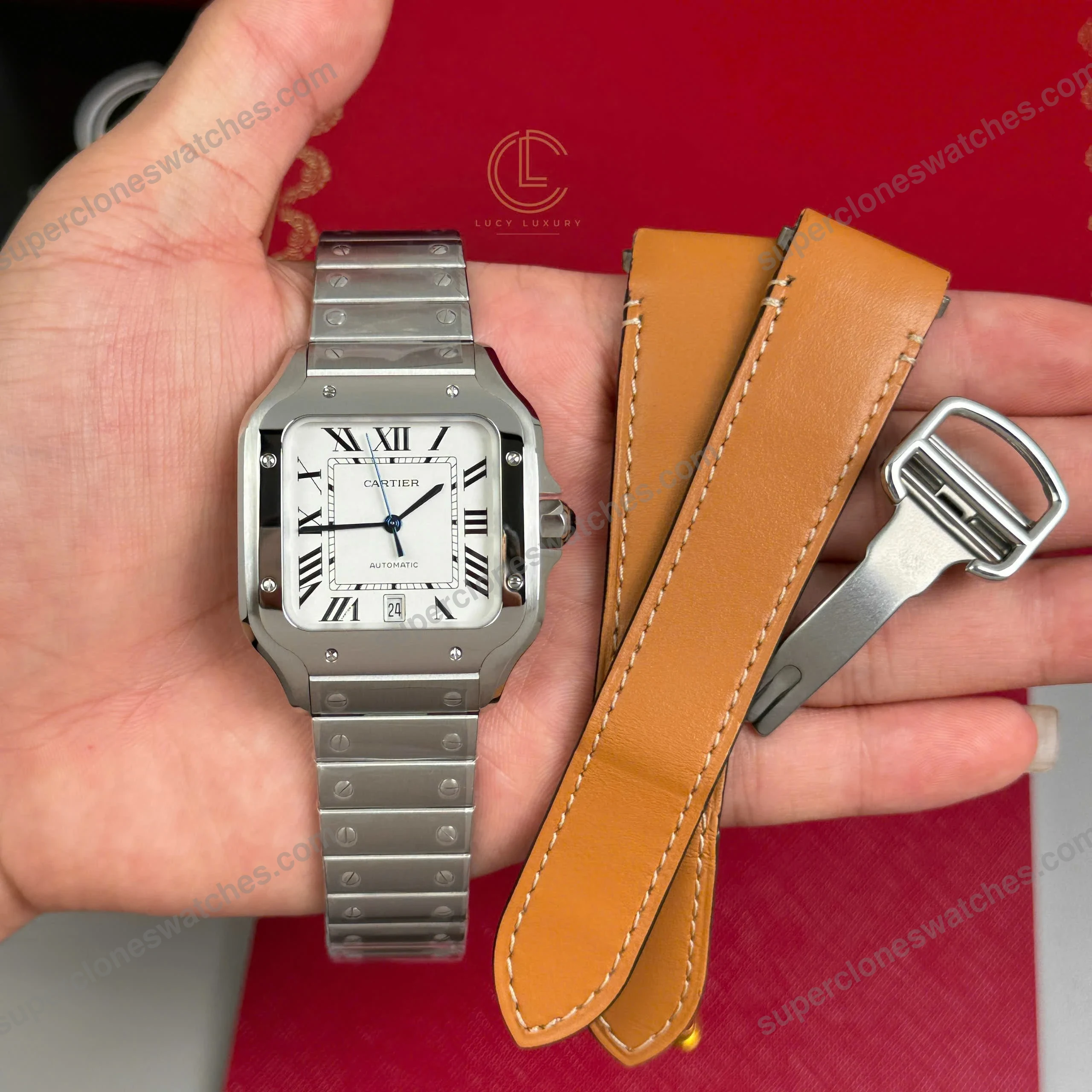 Super-Clone-Cartier-Santos-de-Cartie-Larger-WSSA0018-39.8mm-Miyota.9015-5