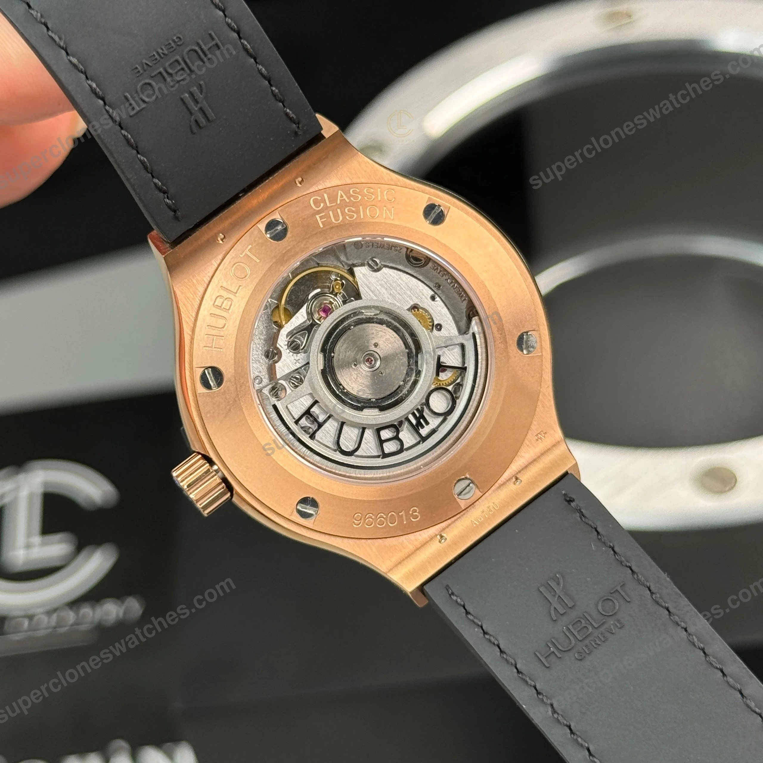 Super-Clone-Hublot-Classic-Fusion-Rose-Gold-Titanium-38mm-Black-Dial-Unisex-Size-6