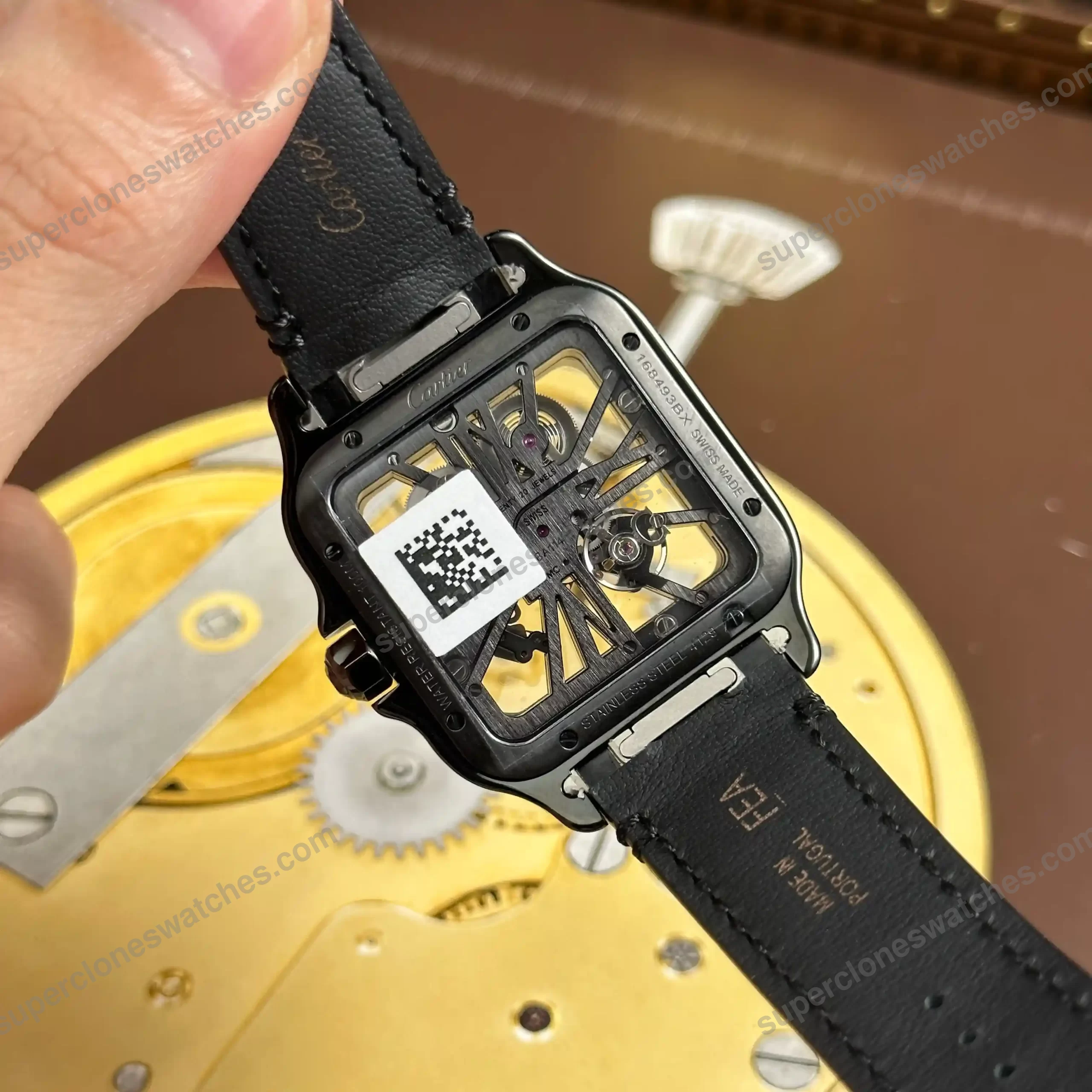 Super-Clone-Cartier-Santos-Large-Skeleton-Black-39mm-6